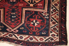 Antique Double Niche Geometric Design Armenian Caucasian Kazak Rug Dated 1895