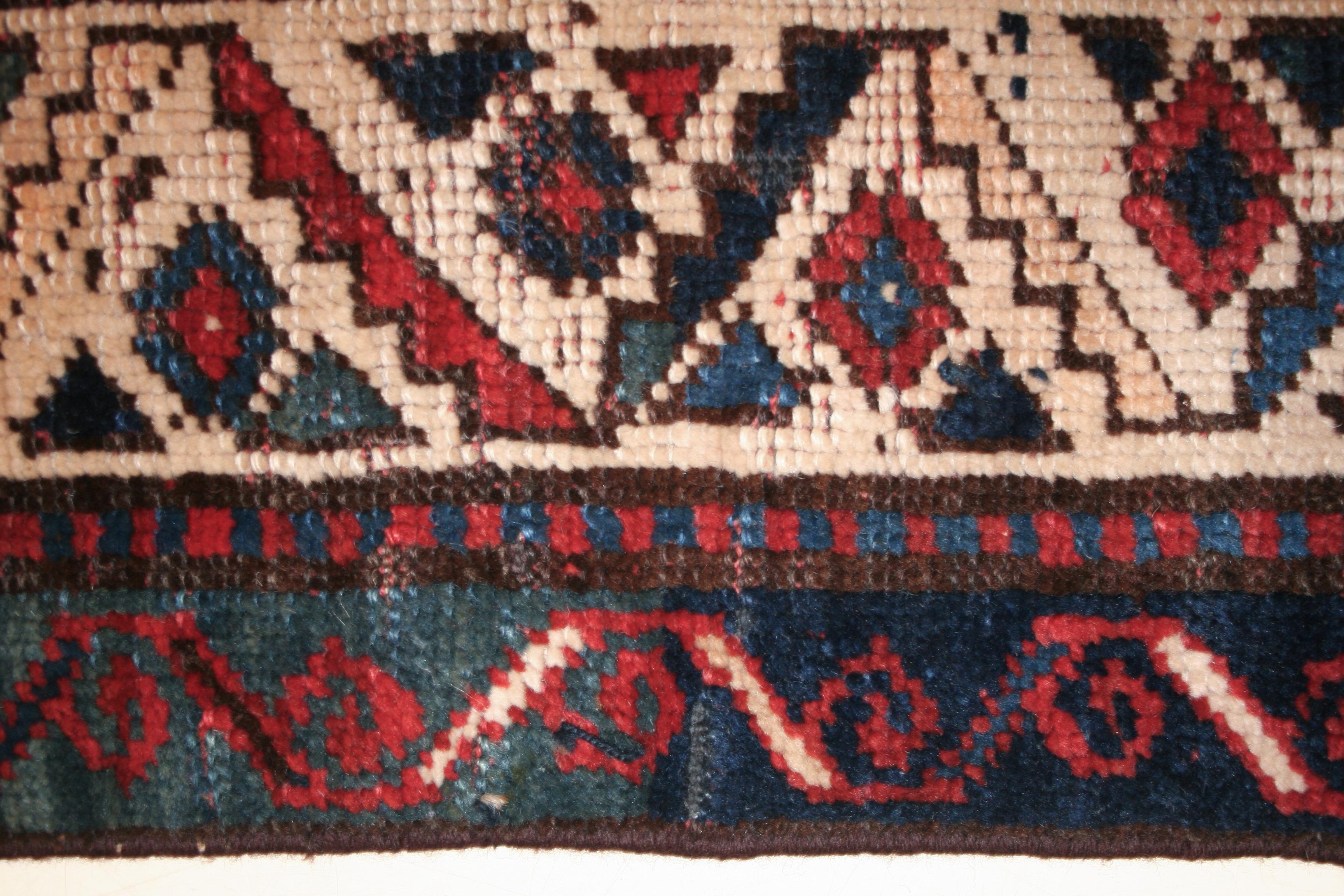Antique Double Niche Geometric Design Armenian Caucasian Kazak Rug Dated 1895 For Sale 1