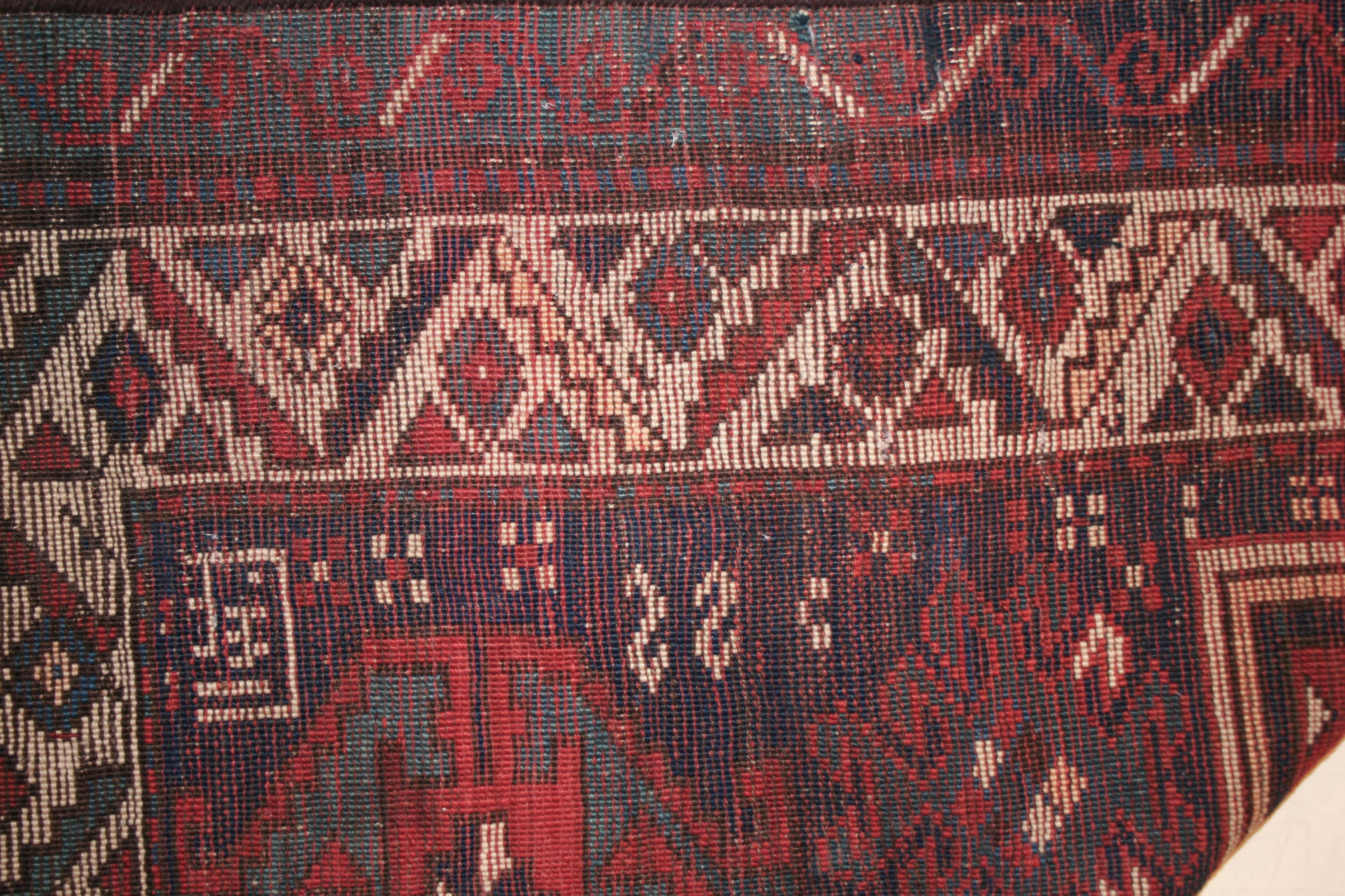 Antique Double Niche Geometric Design Armenian Caucasian Kazak Rug Dated 1895 For Sale 3