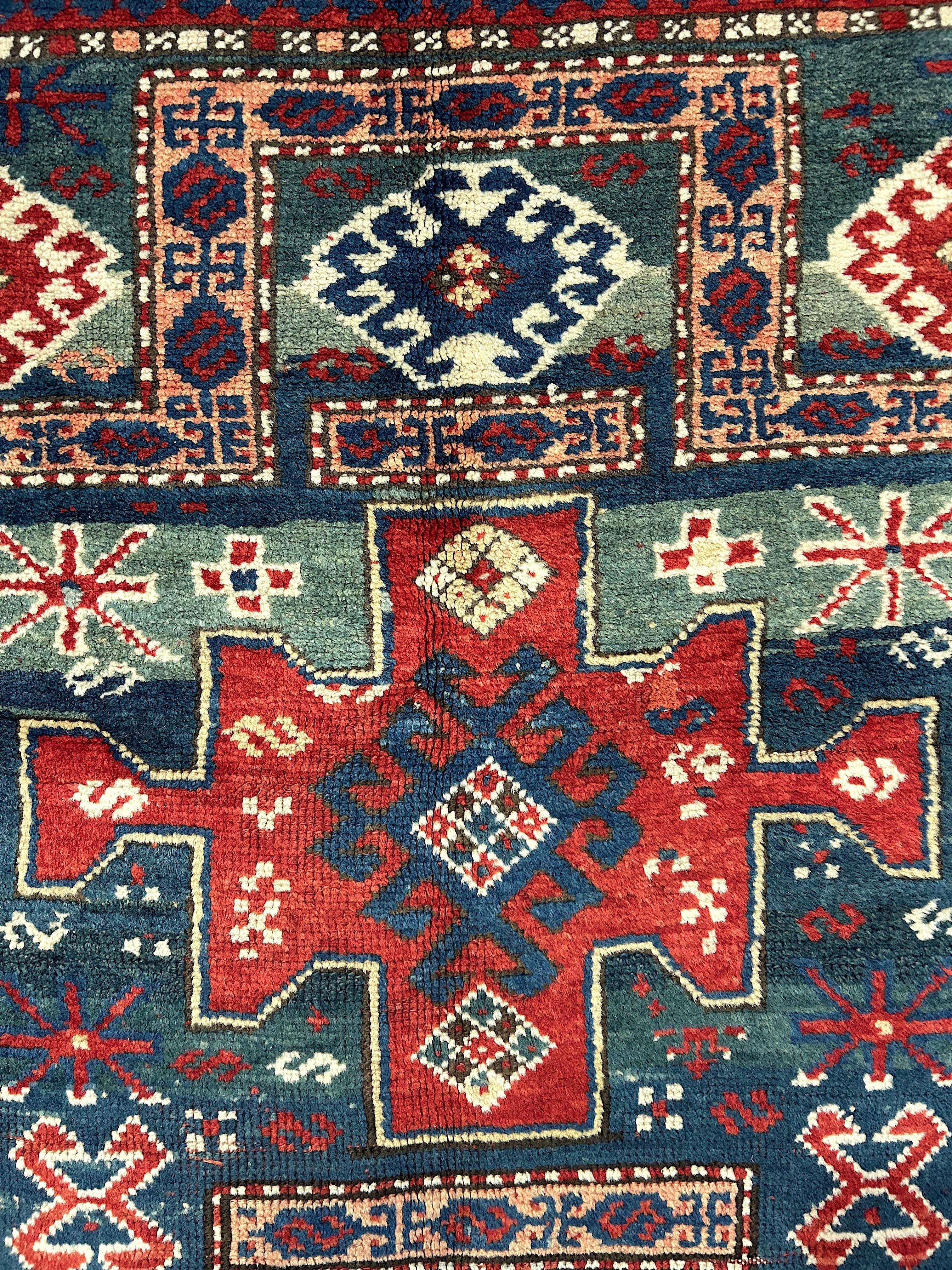 Islamic Antique Double Niche Karachov Kazak Caucasian Rug For Sale