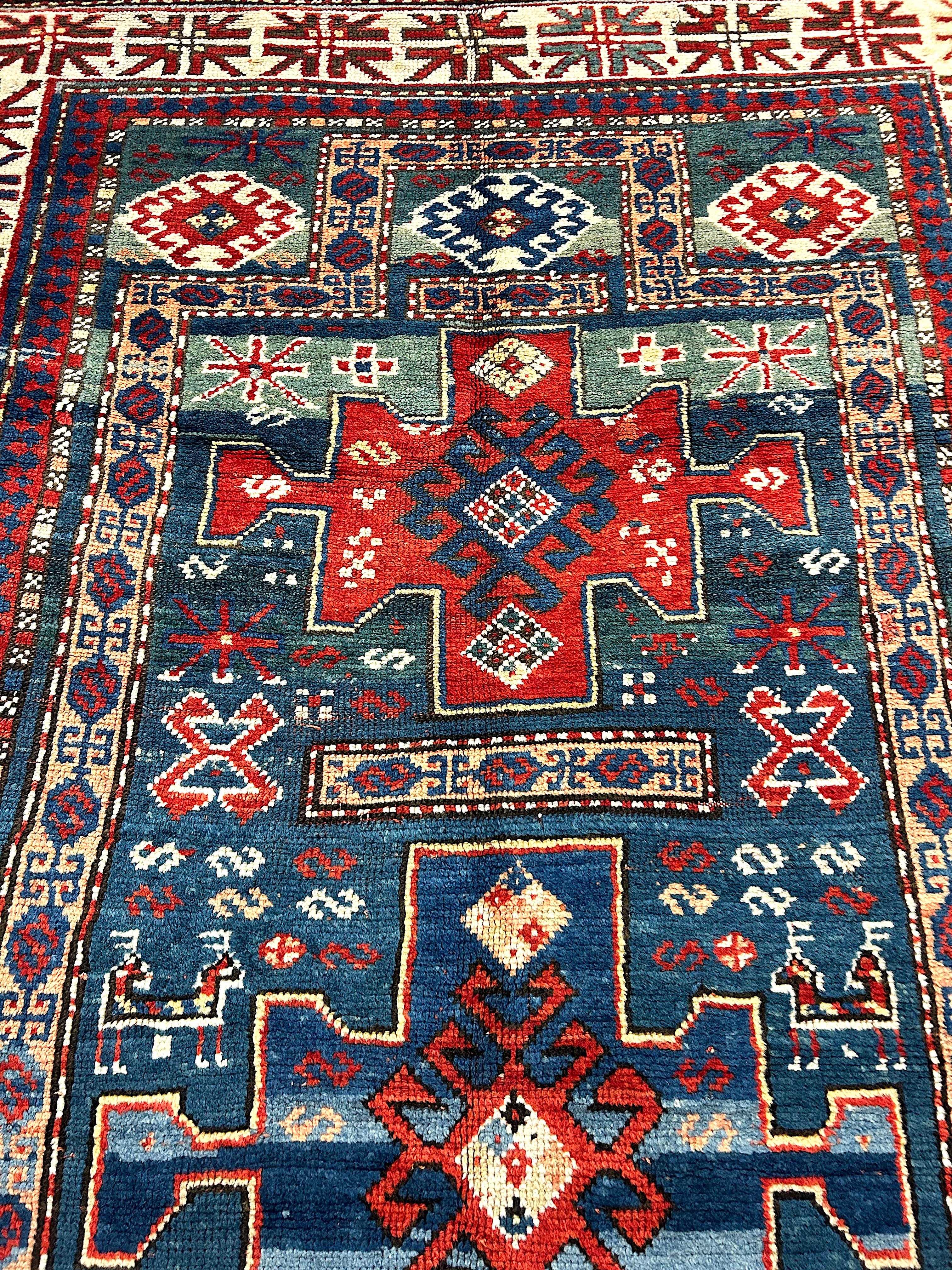 Wool Antique Double Niche Karachov Kazak Caucasian Rug
