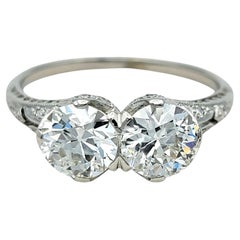 Antique Double Old European Cut Diamond Filigree Engagement Ring in Platinum Antique Double Old European Cut Diamond Filigree Engagement Ring in Platinum