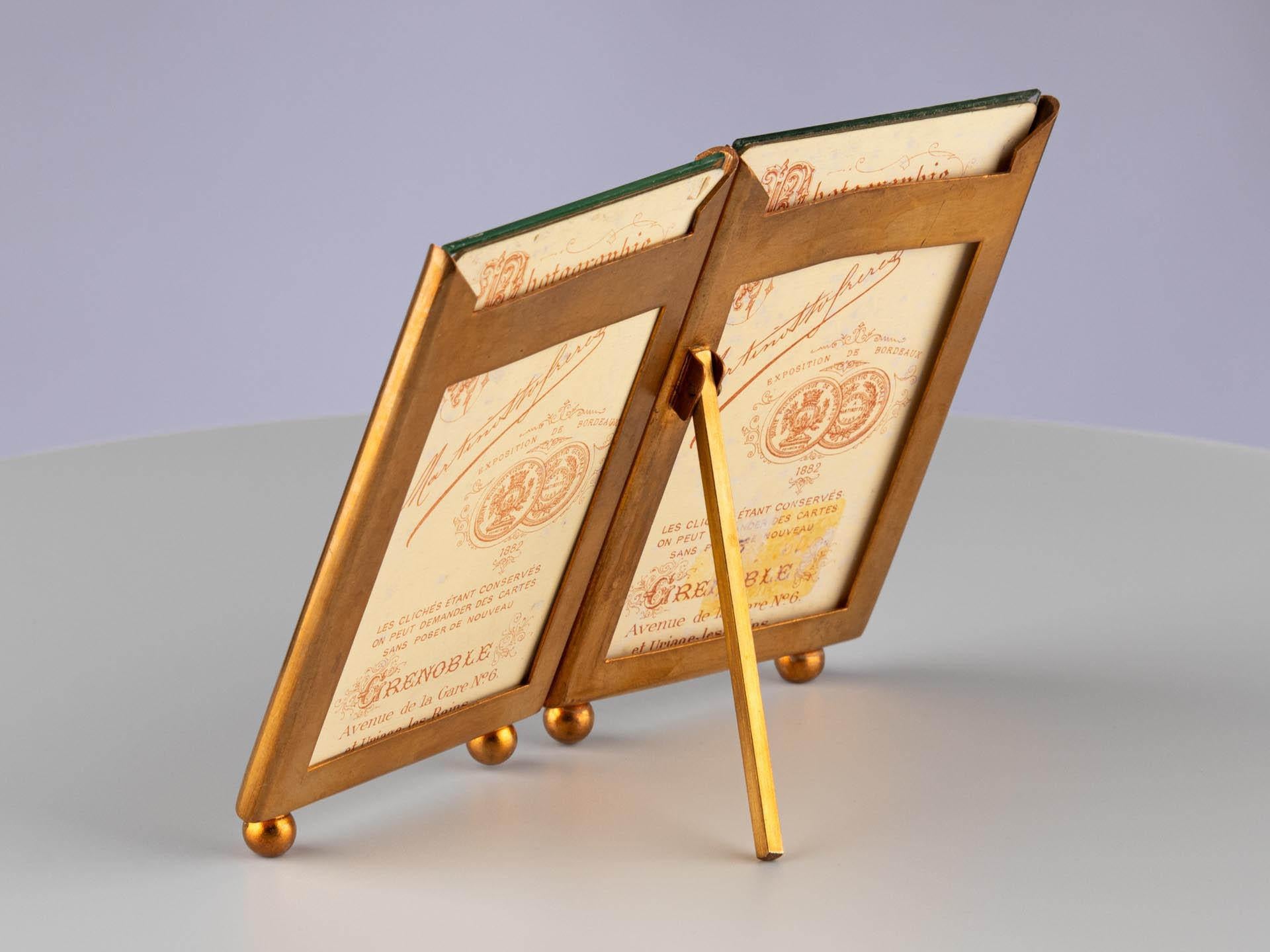 19th Century Antique Double Picture Frame, Art Deco, France, Circa 1920, 6 x 10 cm For Sale