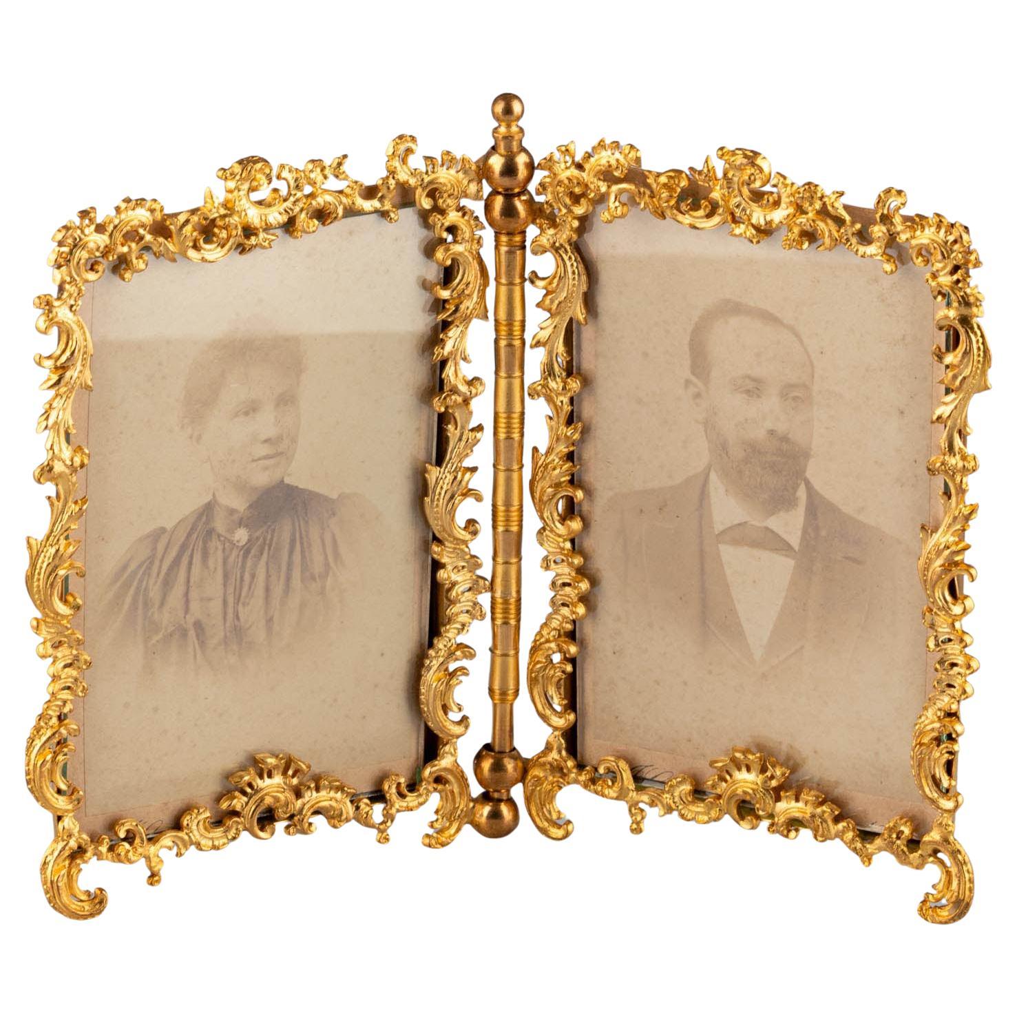 Antique Double Picture Frame, France, Circa 1860, 6 x 9 cm