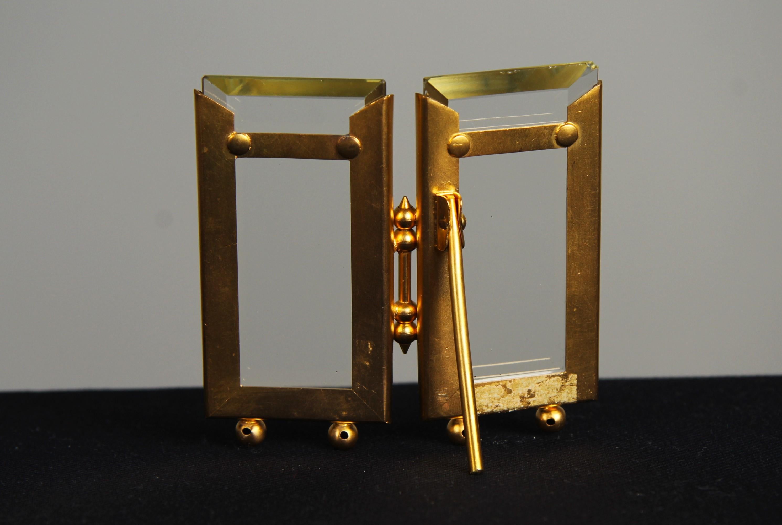 Late Victorian Antique Double Picture Frame, Victorian, France, 1880s, 4 x 8 cm For Sale