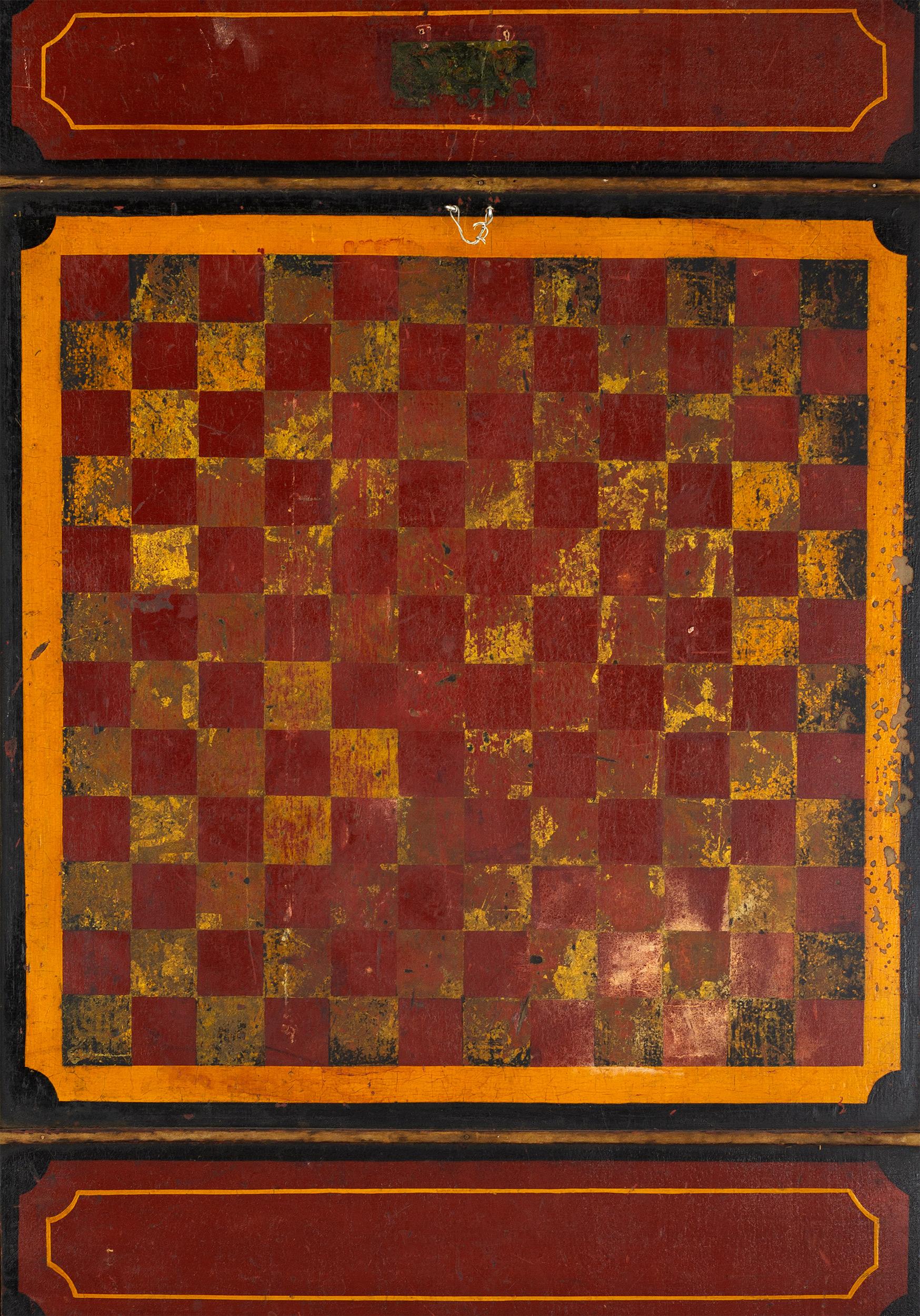 Antique Double Sided Gameboard, Parcheesi and Checkers In Good Condition In Nantucket, MA
