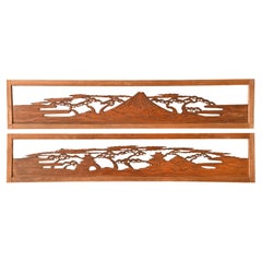 Antique Double Sided Japanese Ranma Transom Panels - a Pair