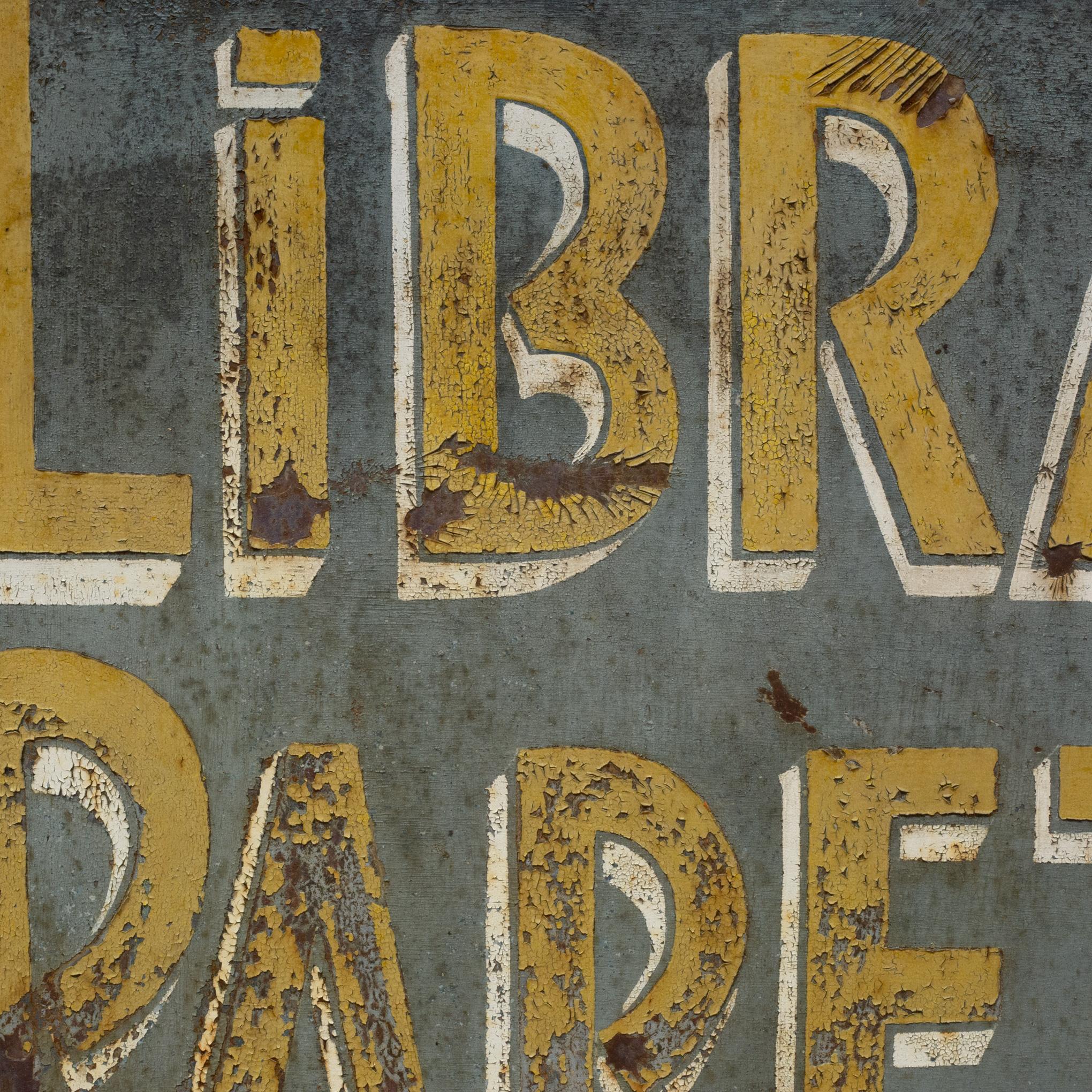Antique Double Sided Metal French Librairie Papeterie Sign c.1930 3