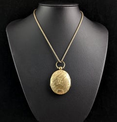 Antique Double sided mourning locket and chain necklace, Victorian
