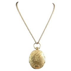 Antique Double sided mourning locket and chain necklace, Victorian