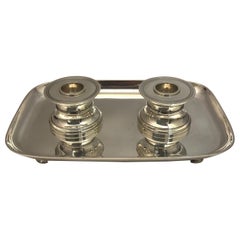Antique Double Silver Inkwell