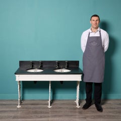 Antique Double Sink with Slate Splashback