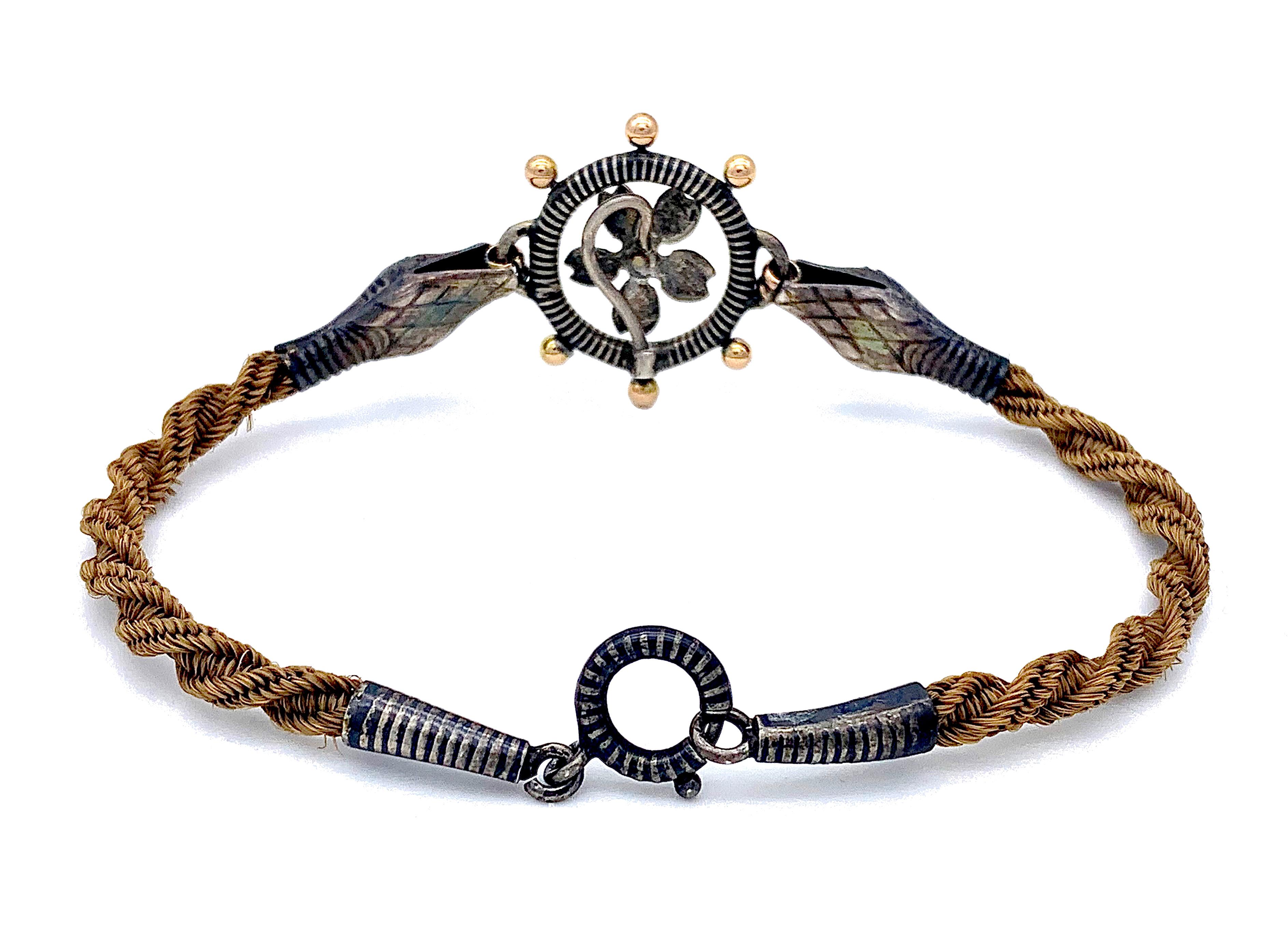 Antikes Doppelschlangenarmband Silber Niello Silber vergoldetes Haar Eternal Friendship (Viktorianisch) im Angebot