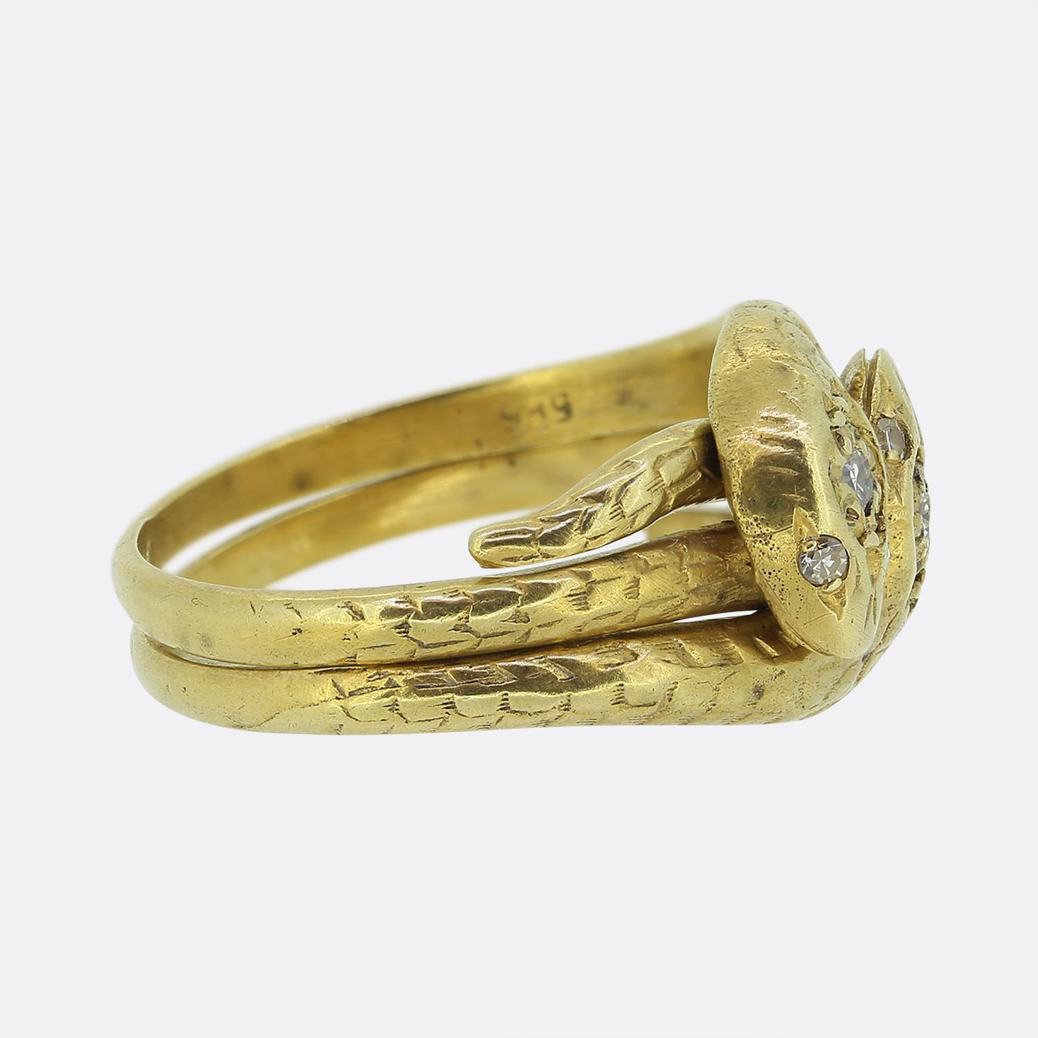 Single Cut Antique Double Snake Ring For Sale