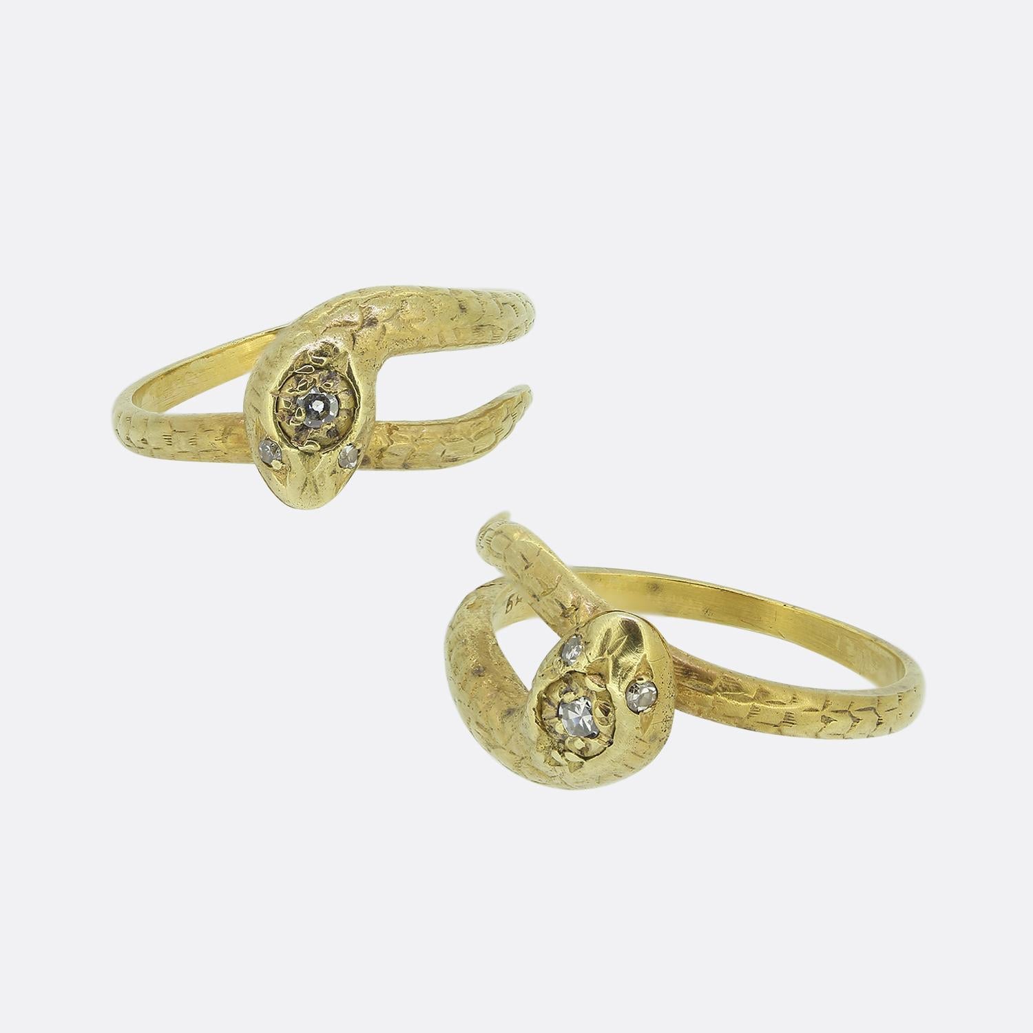 Women's or Men's Antique Double Snake Ring For Sale