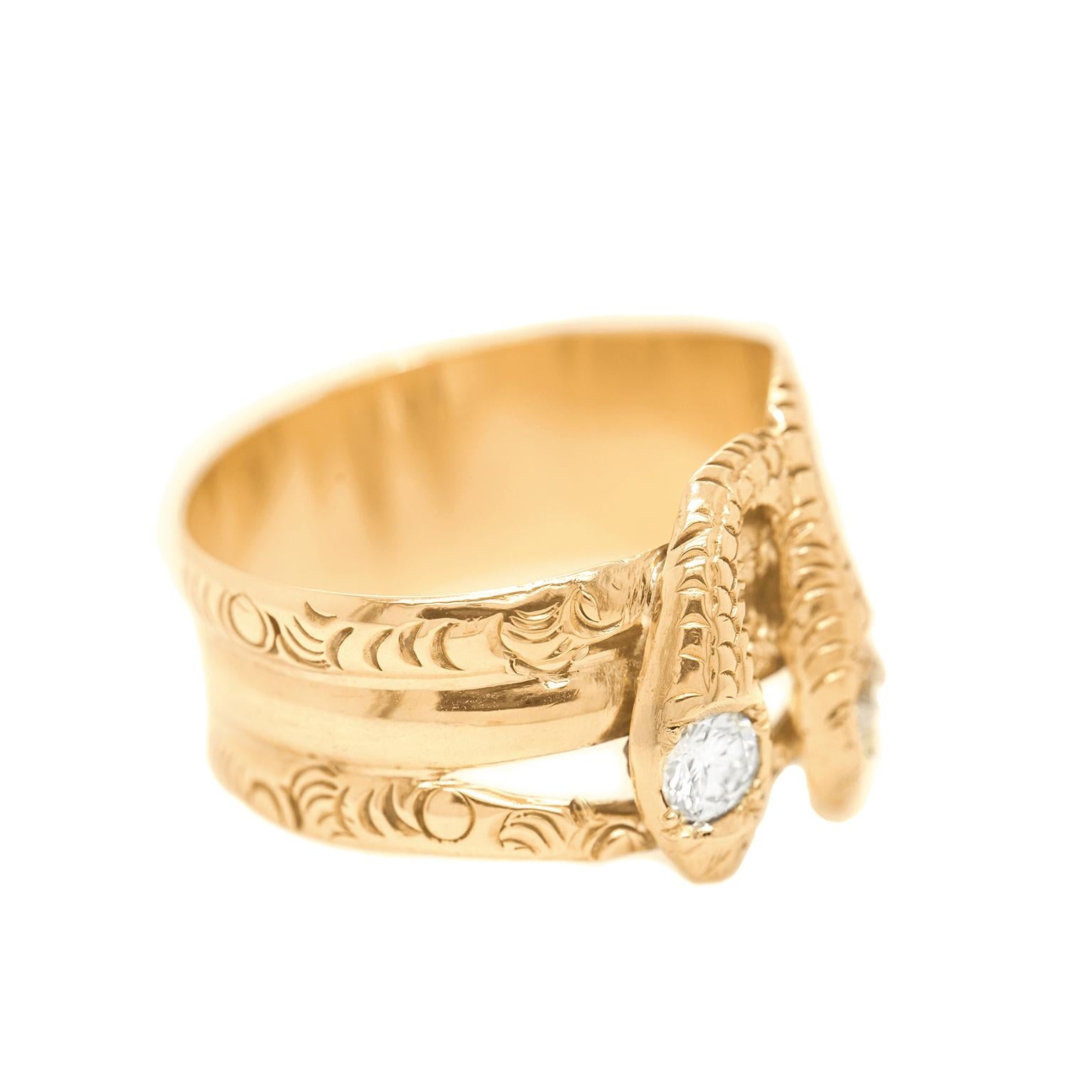 Antique Double Snake Ring Set with Diamonds For Sale 2