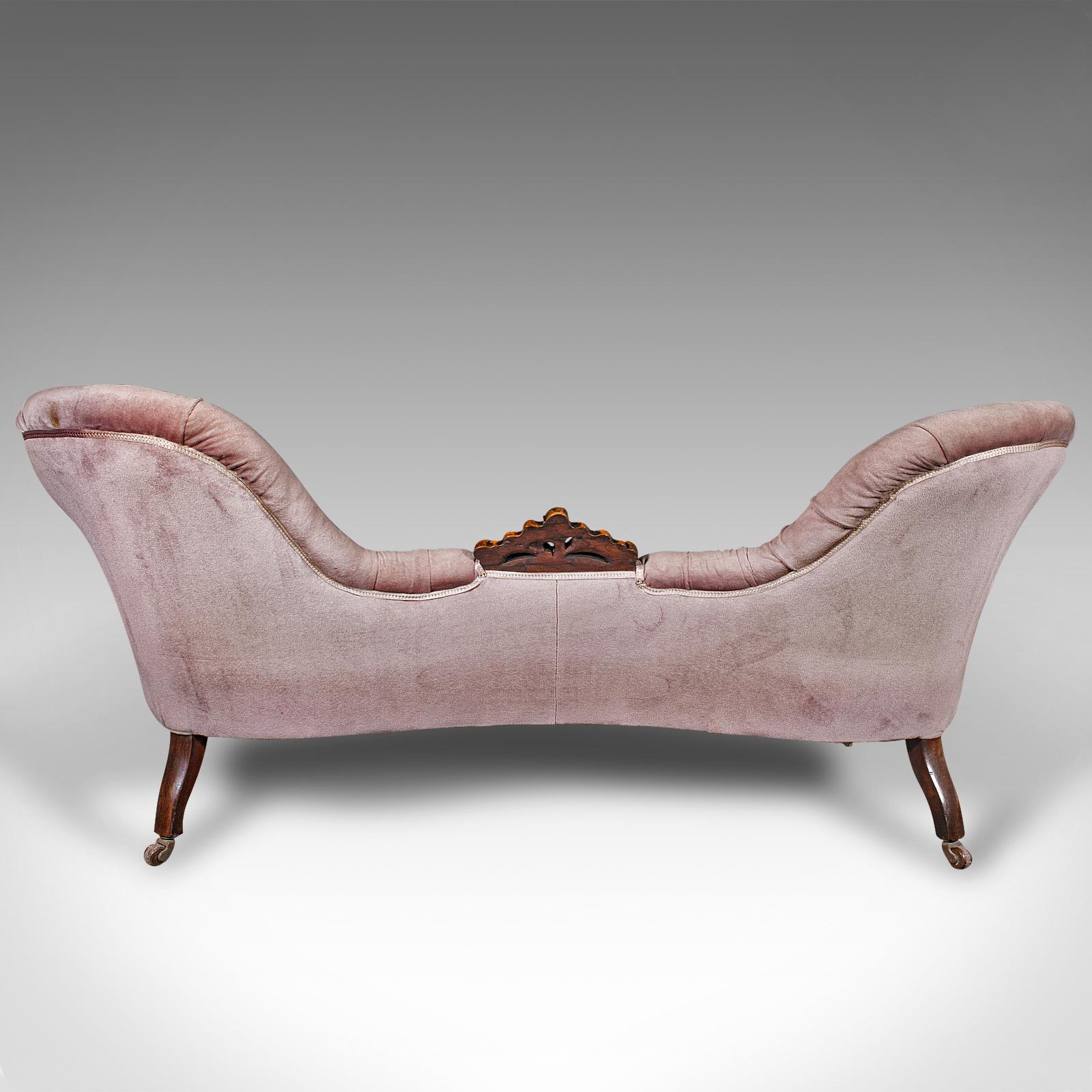 19th Century Antique Double Spoon Back Settee, English, 3 Seat, Sofa, Early Victorian, C.1840 For Sale