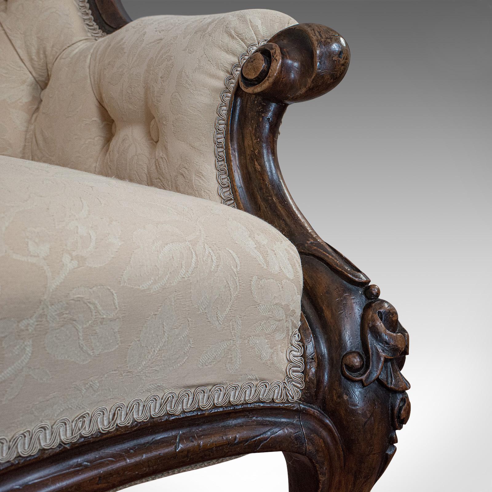 Antique Double Spoonback Sofa, English, Walnut, Camel Back, Victorian, 1850 4