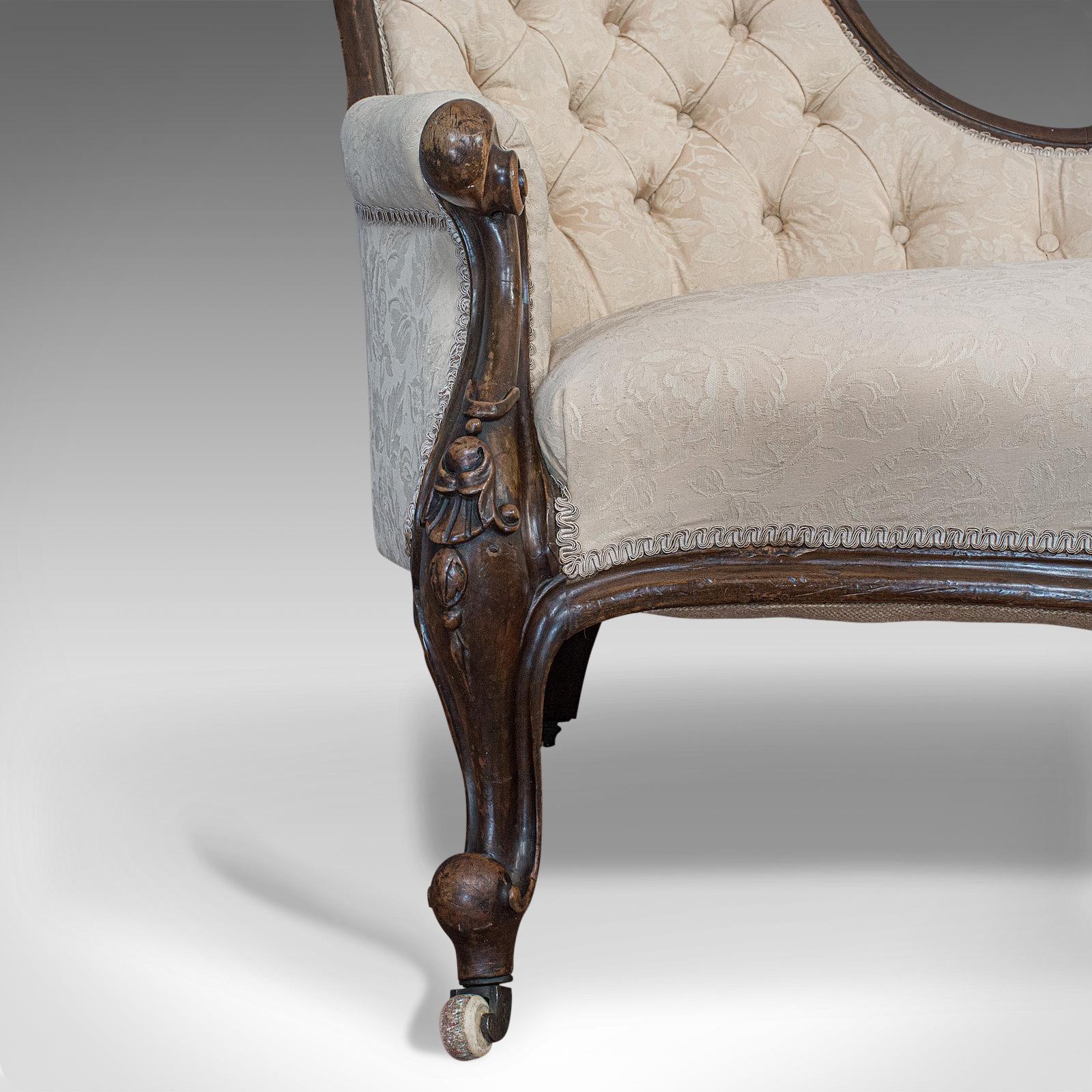 Antique Double Spoonback Sofa, English, Walnut, Camel Back, Victorian, 1850 5