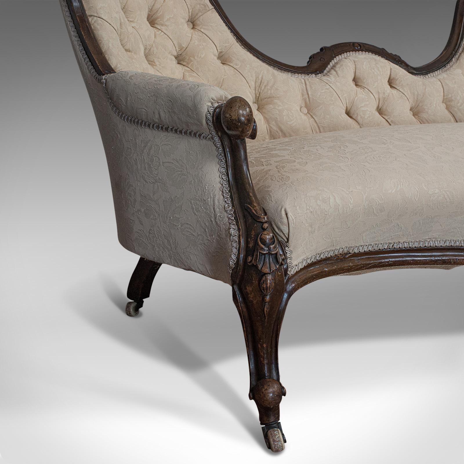 Antique Double Spoonback Sofa, English, Walnut, Camel Back, Victorian, 1850 1