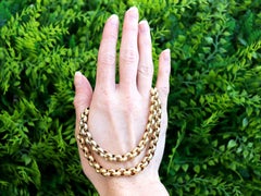 Antique Double Strand 18k Yellow Gold Necklace with a Pearl Clasp Circa 1830