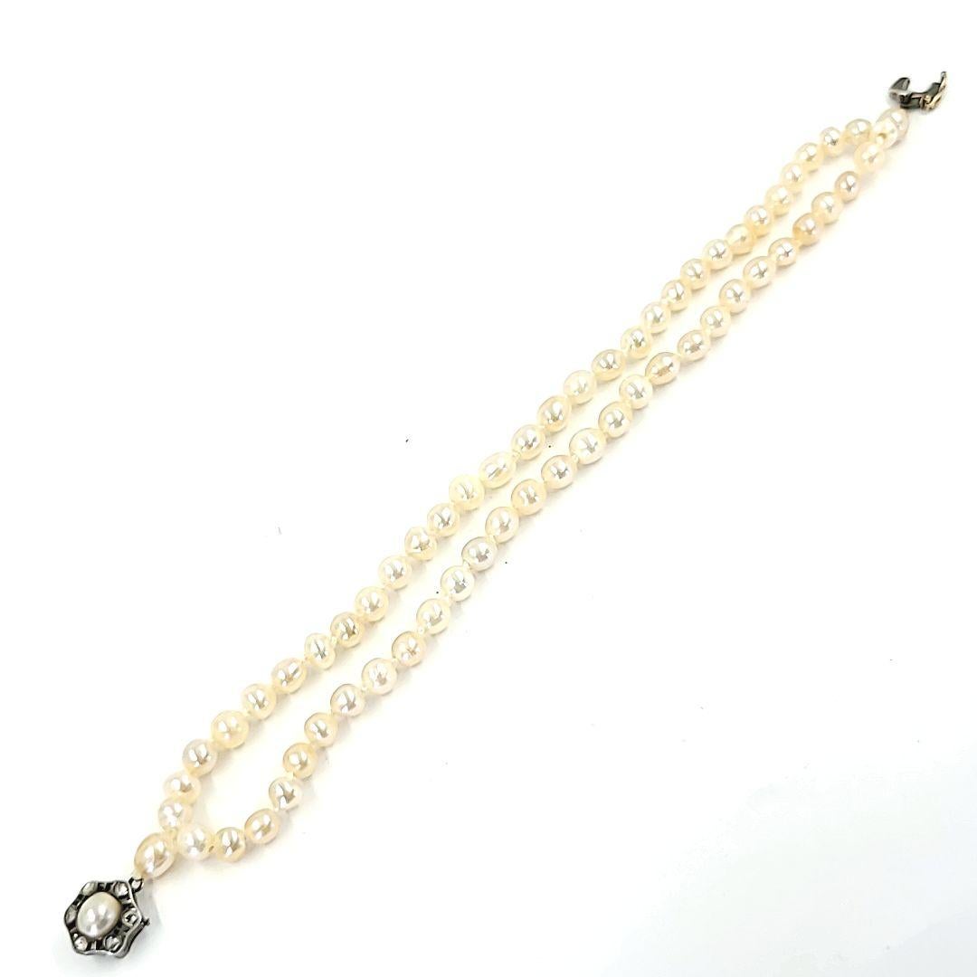 Women's Antique Double Strand Natural Pearl Bracelet For Sale
