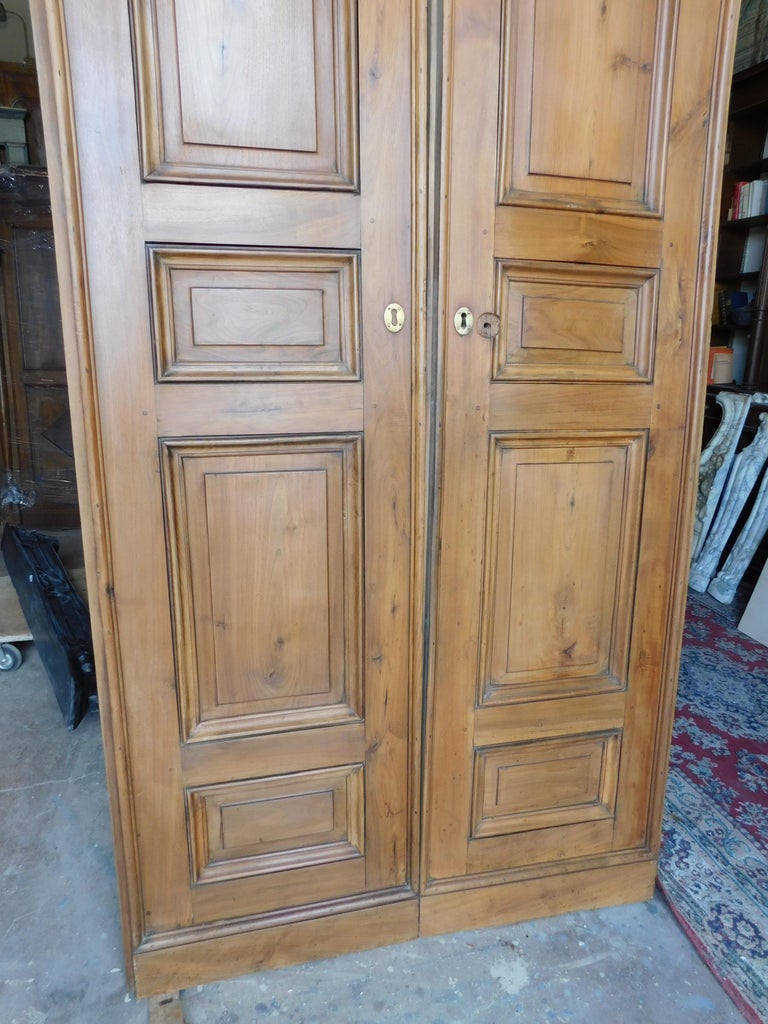Italian Antique Double Walnut Doors with Panels Carved, 1 Pairs, 18th Century Italy For Sale