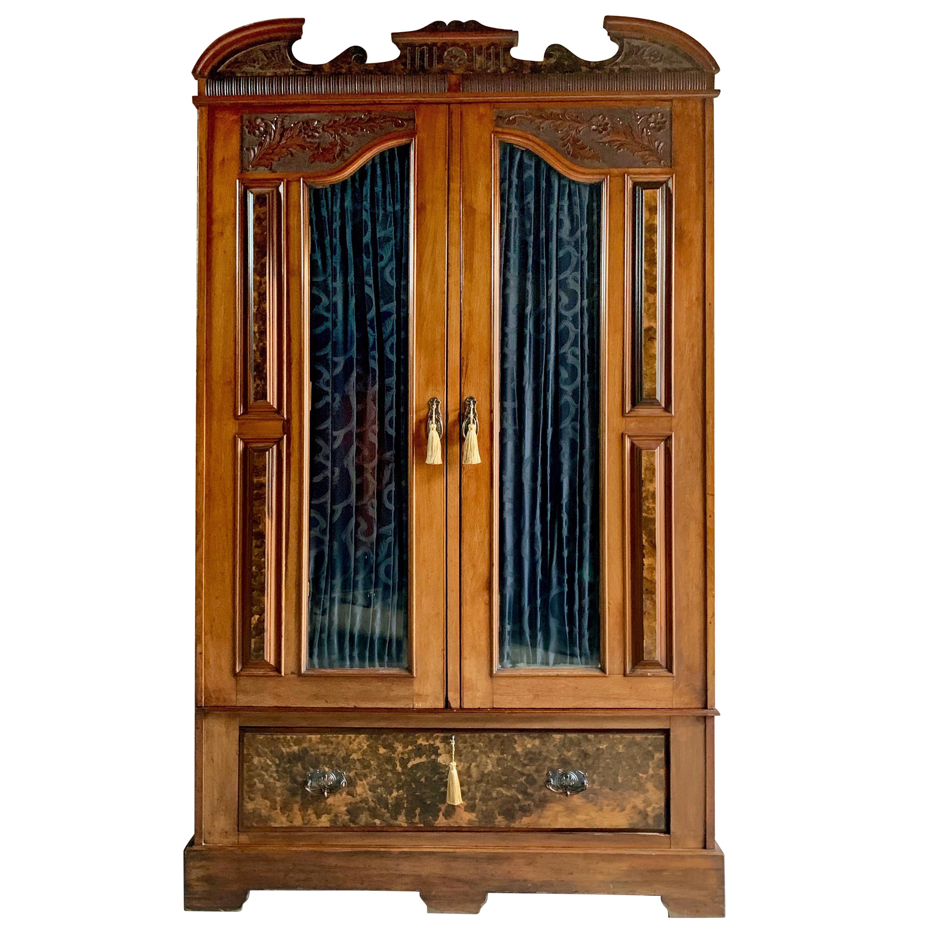 Antique Double Wardrobe Armoire Walnut 19th Century Edwardian, circa 1900s