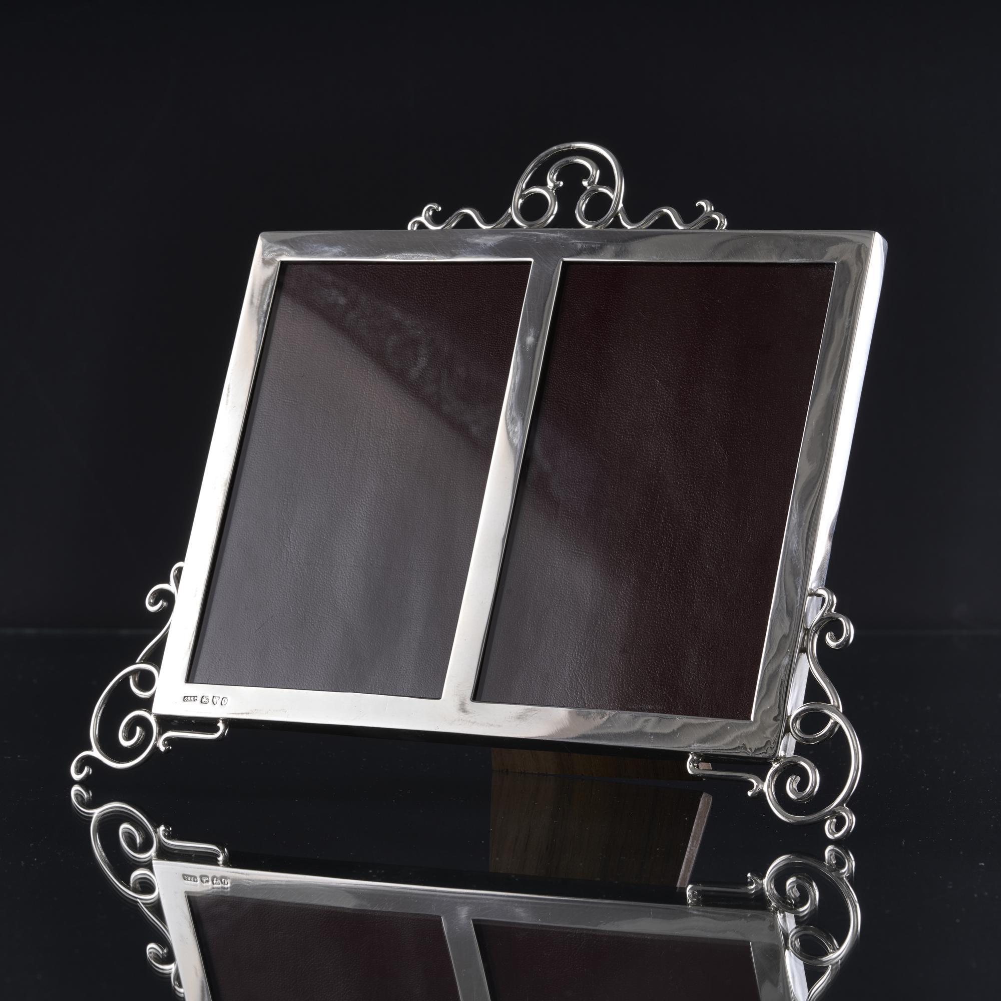 British Antique double wirework silver photo frame For Sale