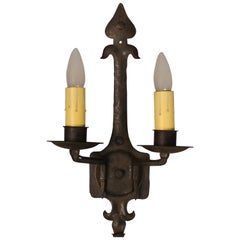 Antique Double Wrought Iron Spanish Revival Sconce