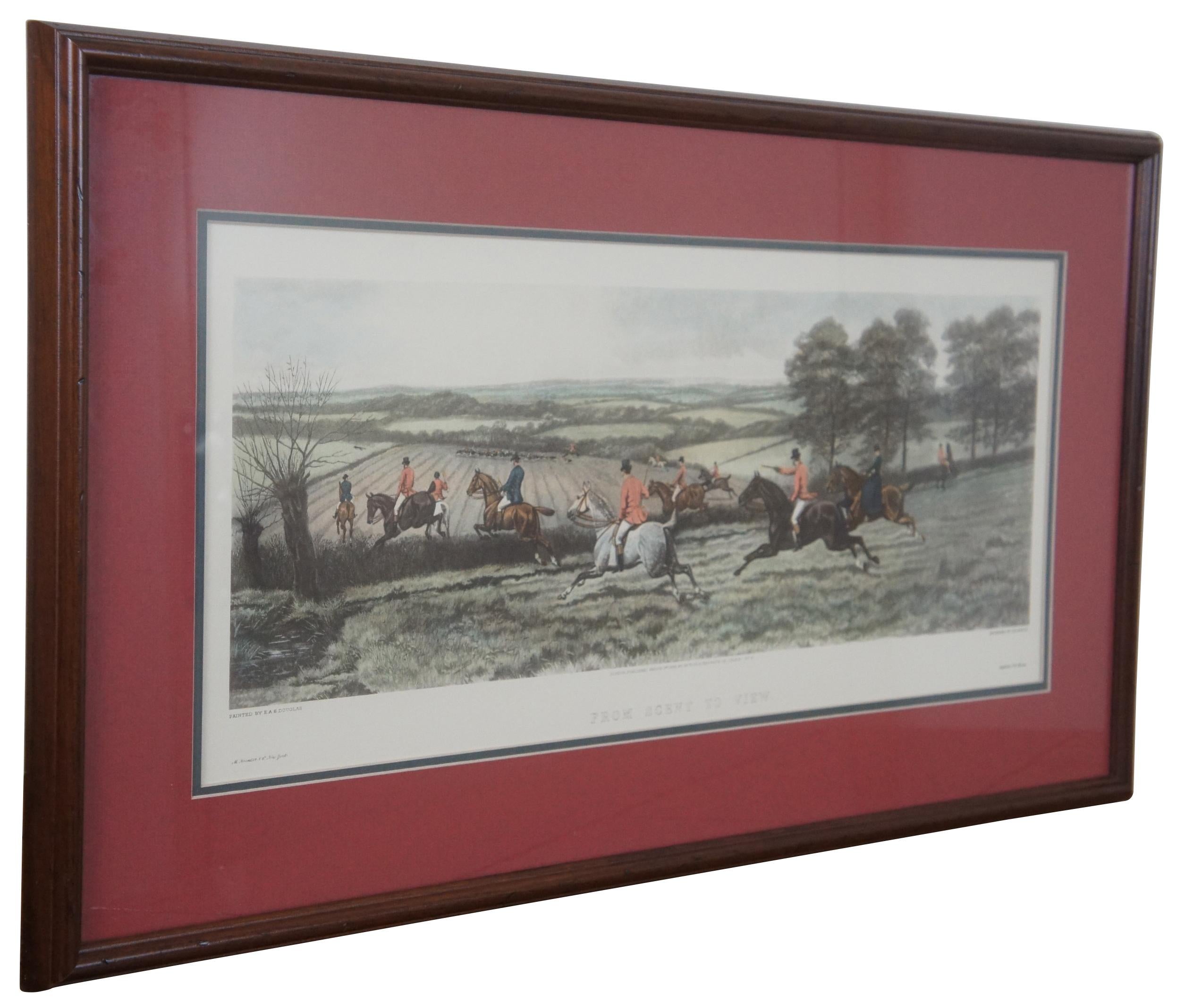 Antike antike Douglas Stork From Scent to View Fox Hunt Landscape Lithographie Druck im Zustand „Gut“ im Angebot in Dayton, OH