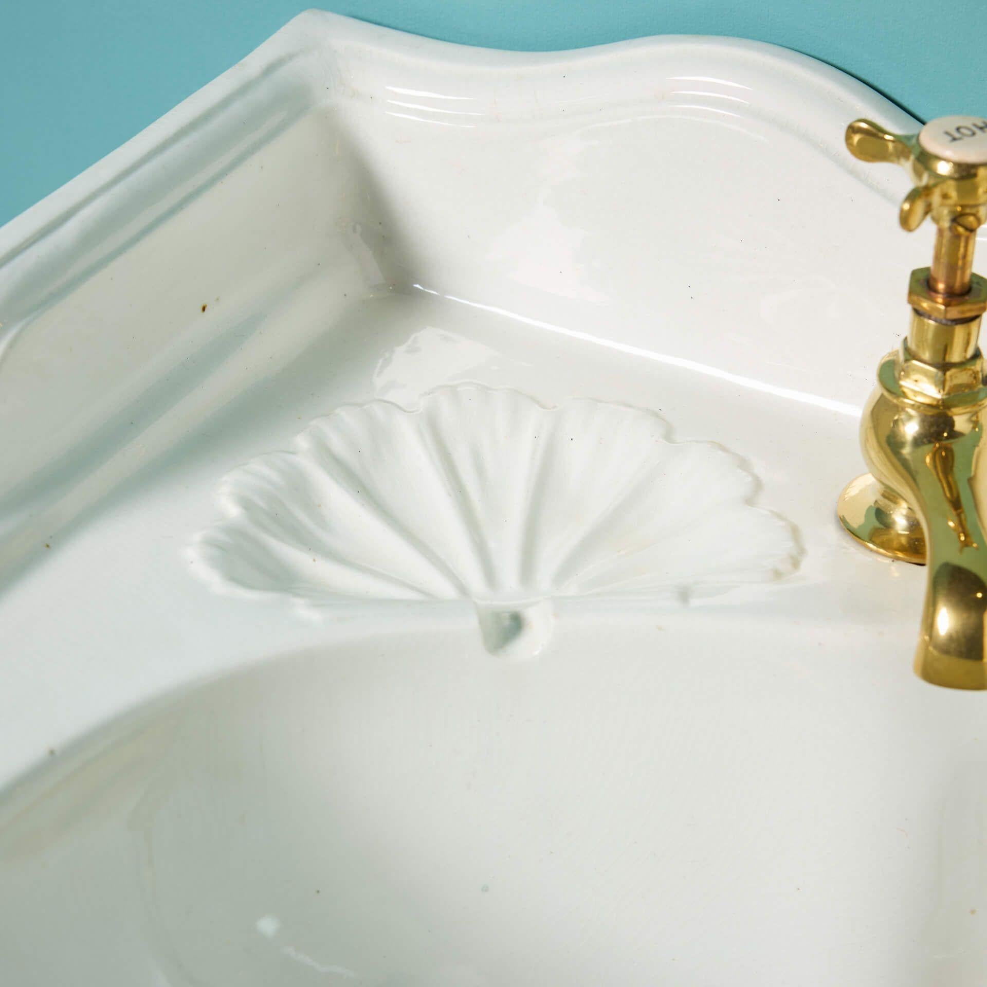 19th Century Antique Doulton & Co. Sink with Cast Iron Wall Brackets For Sale