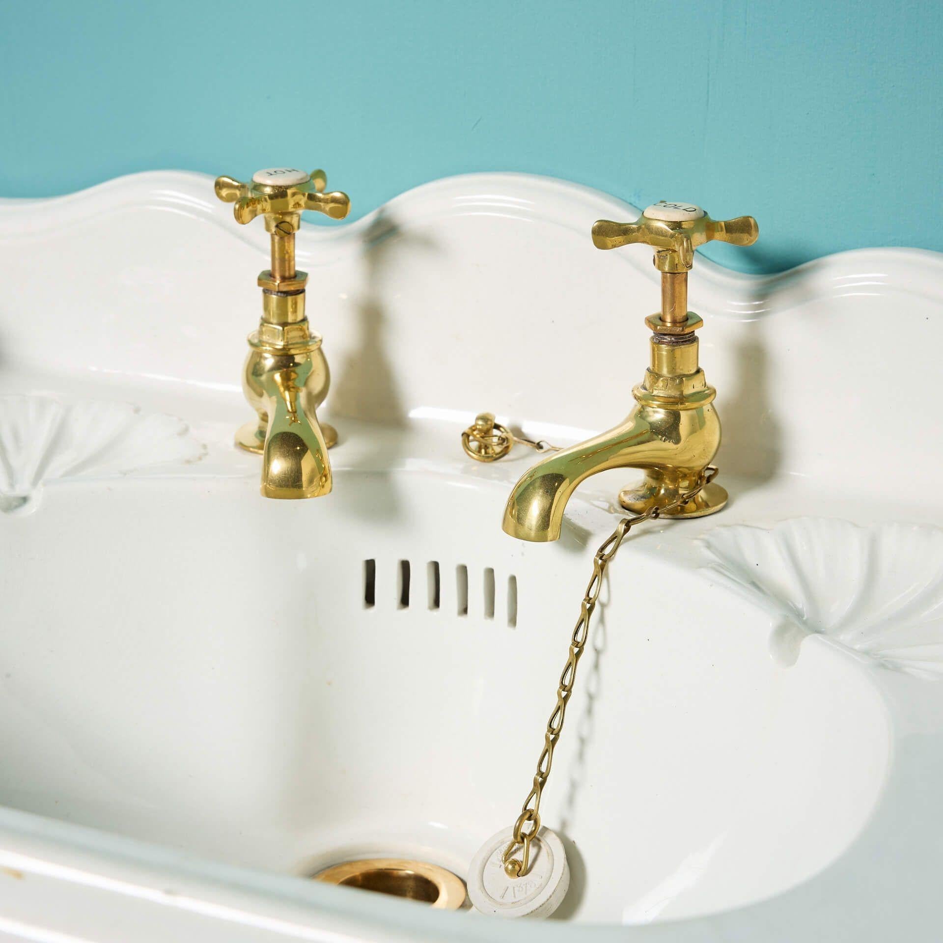 Metal Antique Doulton & Co. Sink with Cast Iron Wall Brackets For Sale
