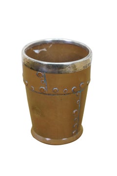 Antique Doulton Lambeth Sterling Silver Silicone Copper Beaker Shot Glass 4"