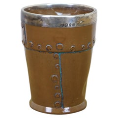 Antique Doulton Lambeth Sterling Silver Silicone Copper Beaker Shot Glass 4"