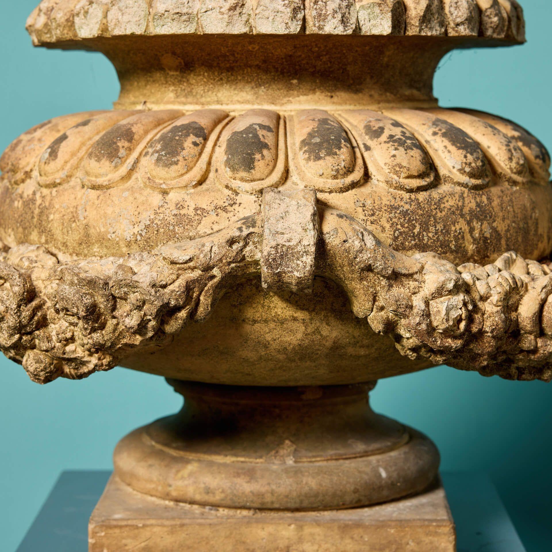 Victorian Antique Doulton Lambeth Terracotta Garden Urn For Sale