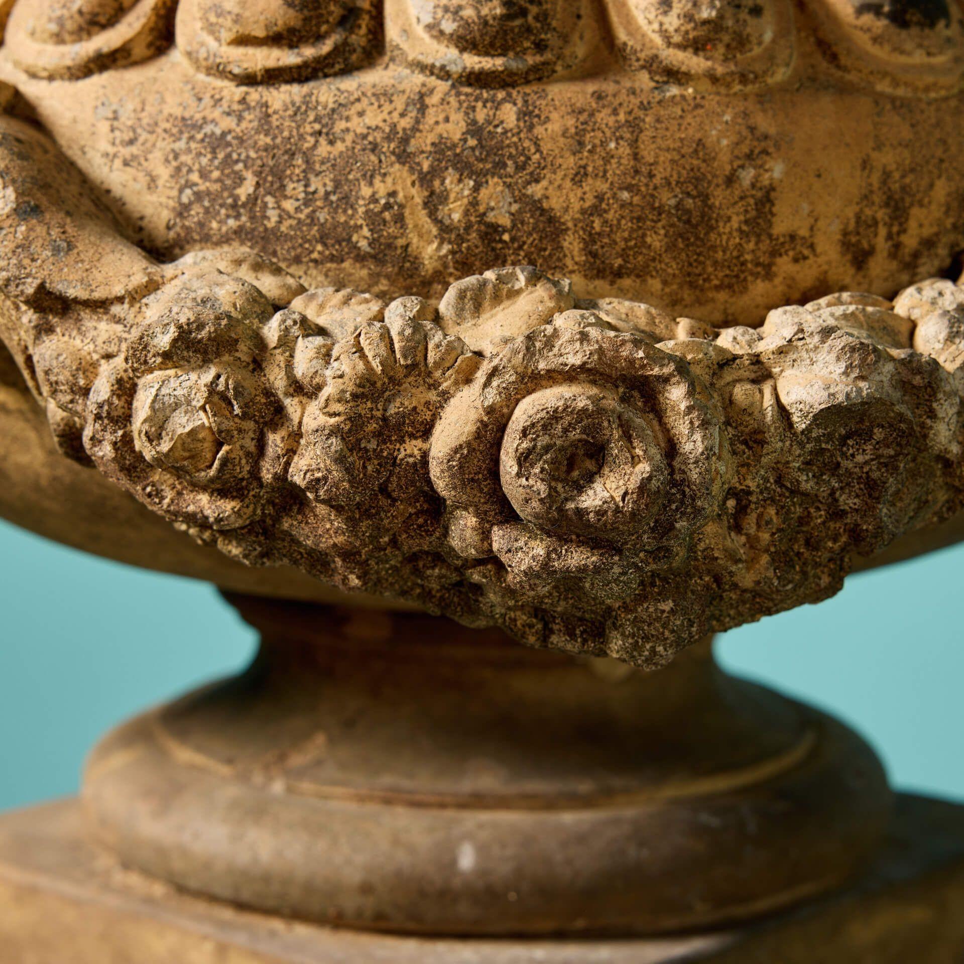 Antique Doulton Lambeth Terracotta Garden Urn In Fair Condition For Sale In Wormelow, Herefordshire