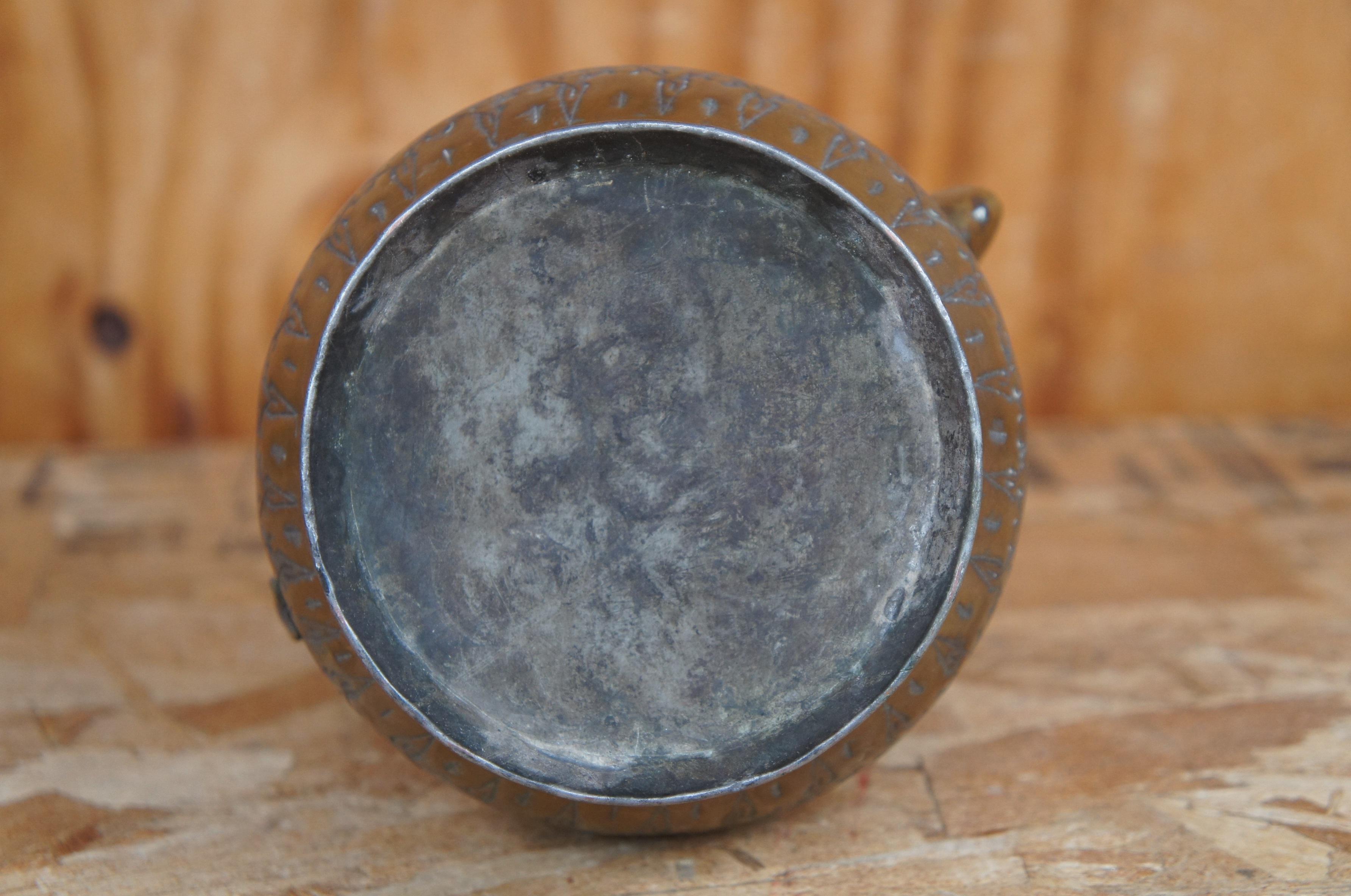Antique Dovetail Copper Brass Engraved Tea Coffee Pot Kettle Bonsai Gooseneck 5