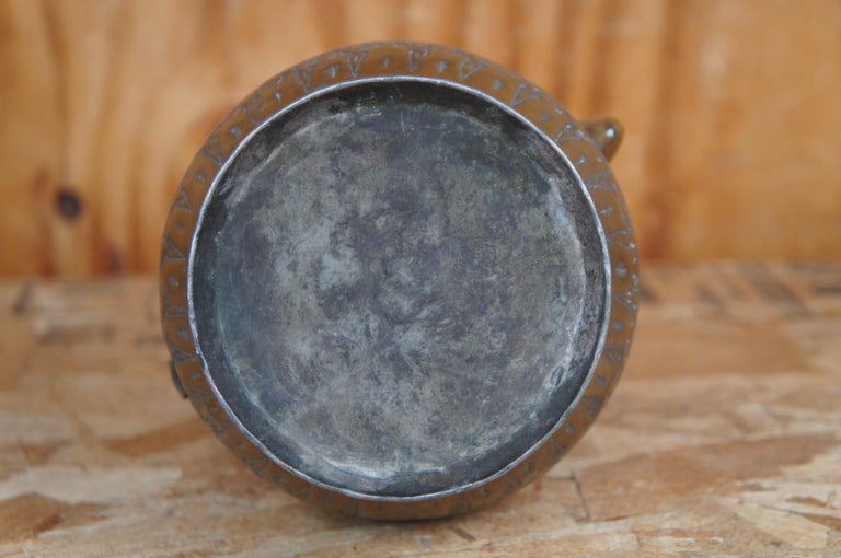 Antique Dovetail Copper Brass Engraved Tea Coffee Pot Kettle Bonsai Gooseneck For Sale 5