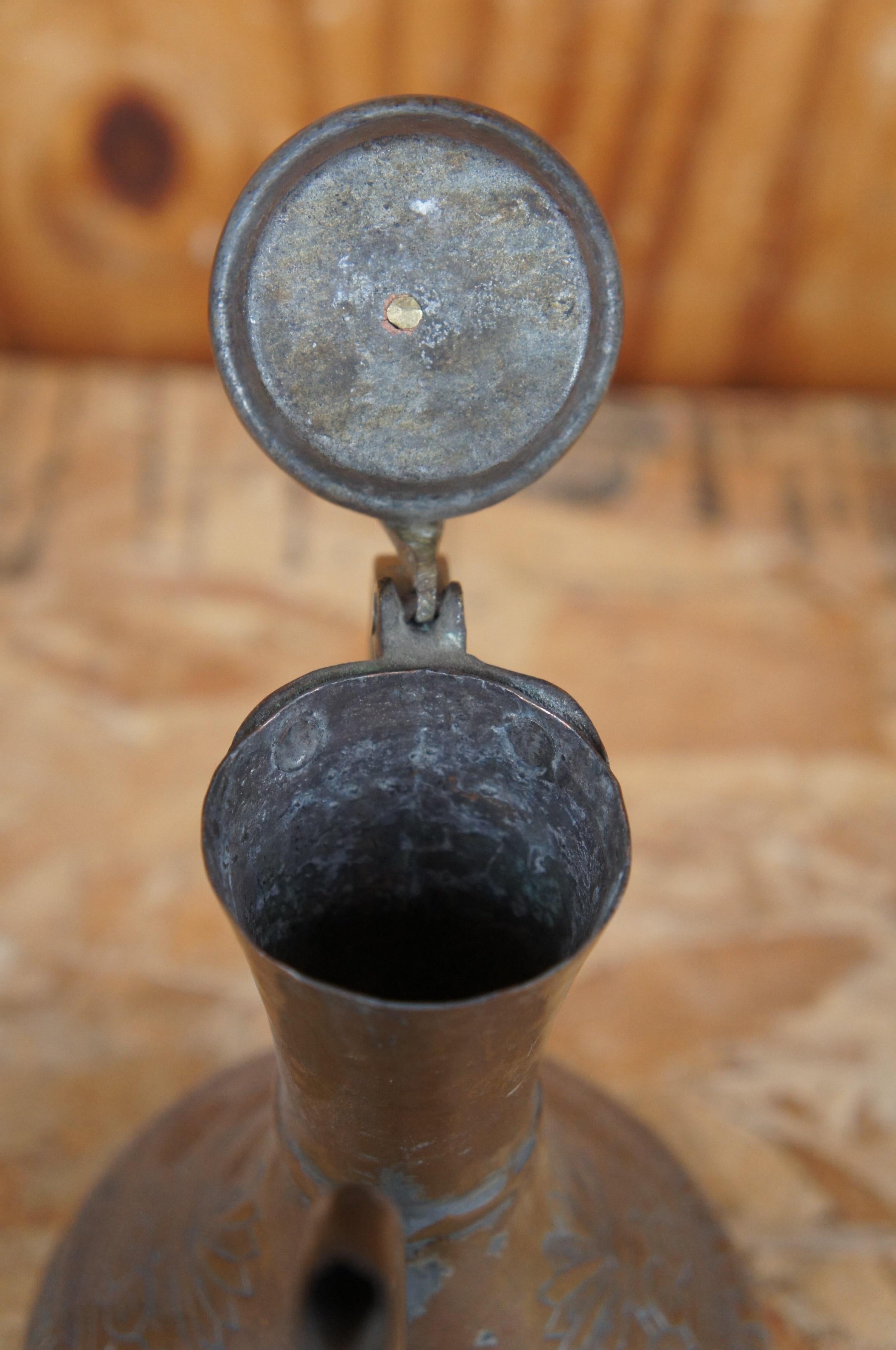 Antique Dovetail Copper Brass Engraved Tea Coffee Pot Kettle Bonsai Gooseneck 7