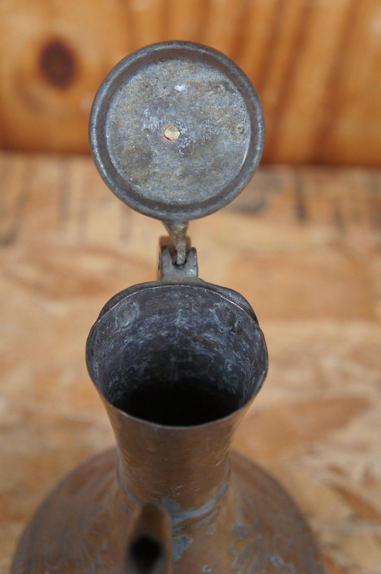 Antique Dovetail Copper Brass Engraved Tea Coffee Pot Kettle Bonsai Gooseneck For Sale 7