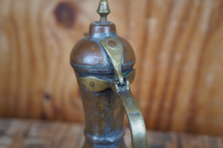 Antique Dovetail Copper Brass Engraved Tea Coffee Pot Kettle Bonsai Gooseneck For Sale 2