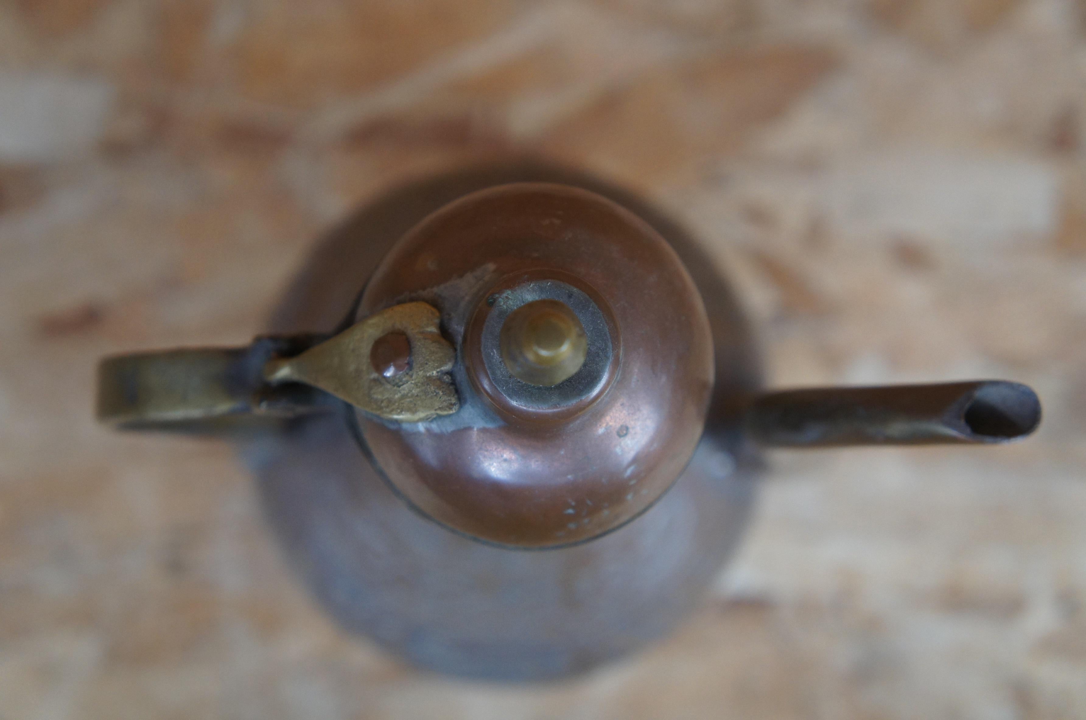 Antique Dovetail Copper Brass Engraved Tea Coffee Pot Kettle Bonsai Gooseneck 4