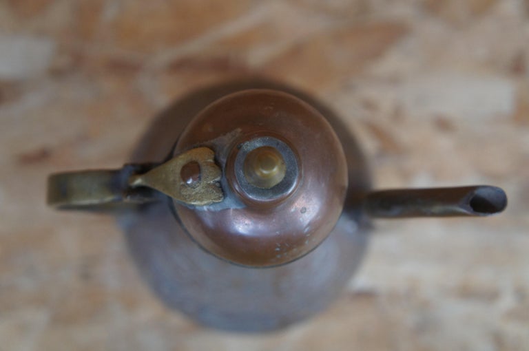 Antique Dovetail Copper Brass Engraved Tea Coffee Pot Kettle Bonsai Gooseneck For Sale 4