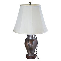 Antique Dovetailed Copper Canteen Water Oil Bottle Converted Table Lamp 24"