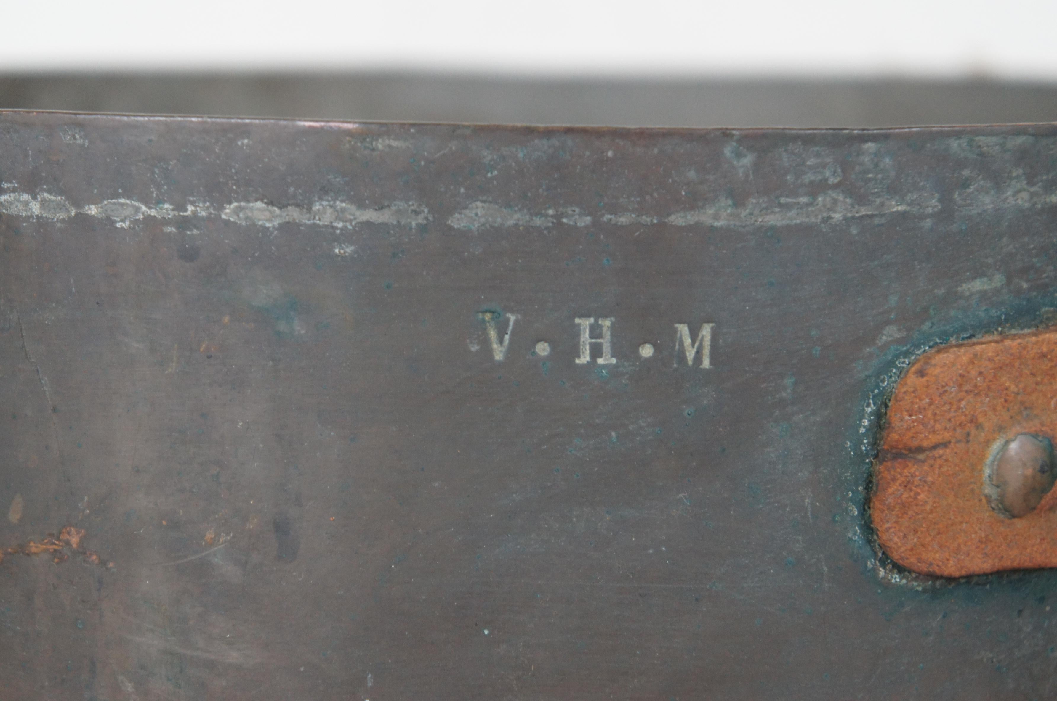 Antike Taubenschwanz-Keramik- Sauciere aus Kupfer mit Pan-Eisengriff, 5 Qt VHM im Angebot 3