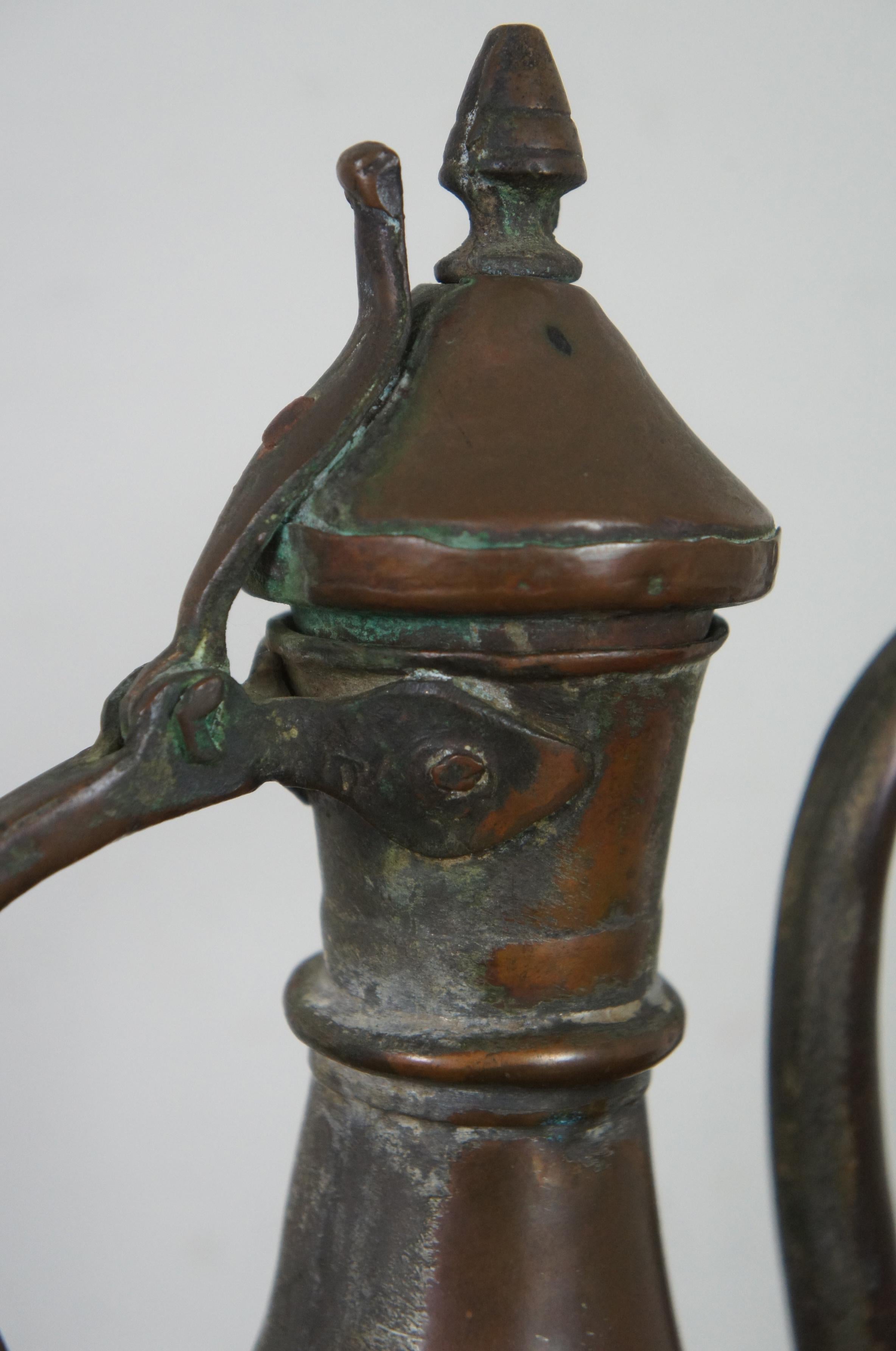 Antique Dovetailed Copper Turkish Goose Neck Pitcher Coffee Tea Pot Samovar 5