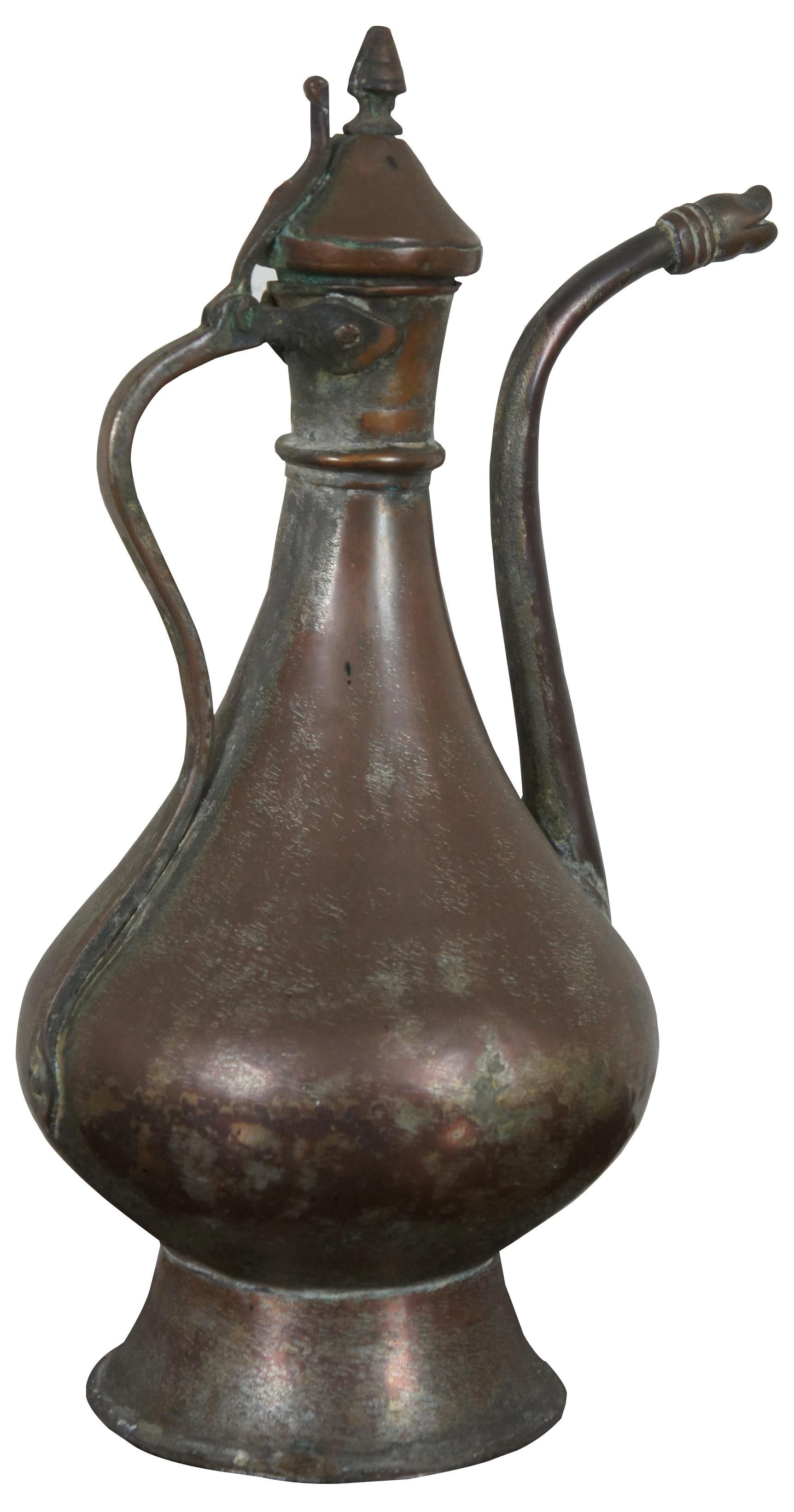 Islamic Antique Dovetailed Copper Turkish Goose Neck Pitcher Coffee Tea Pot Samovar