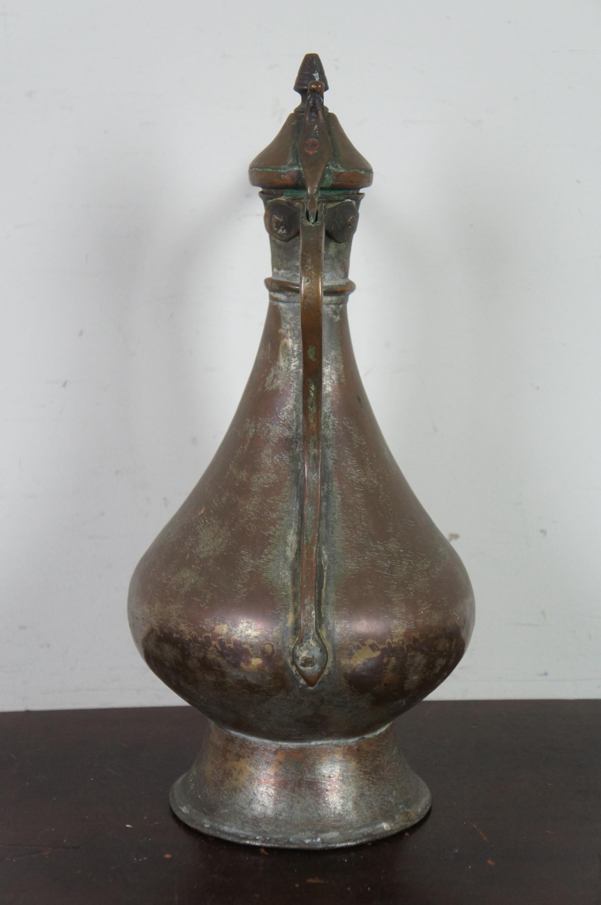 Antique Dovetailed Copper Turkish Goose Neck Pitcher Coffee Tea Pot Samovar 1