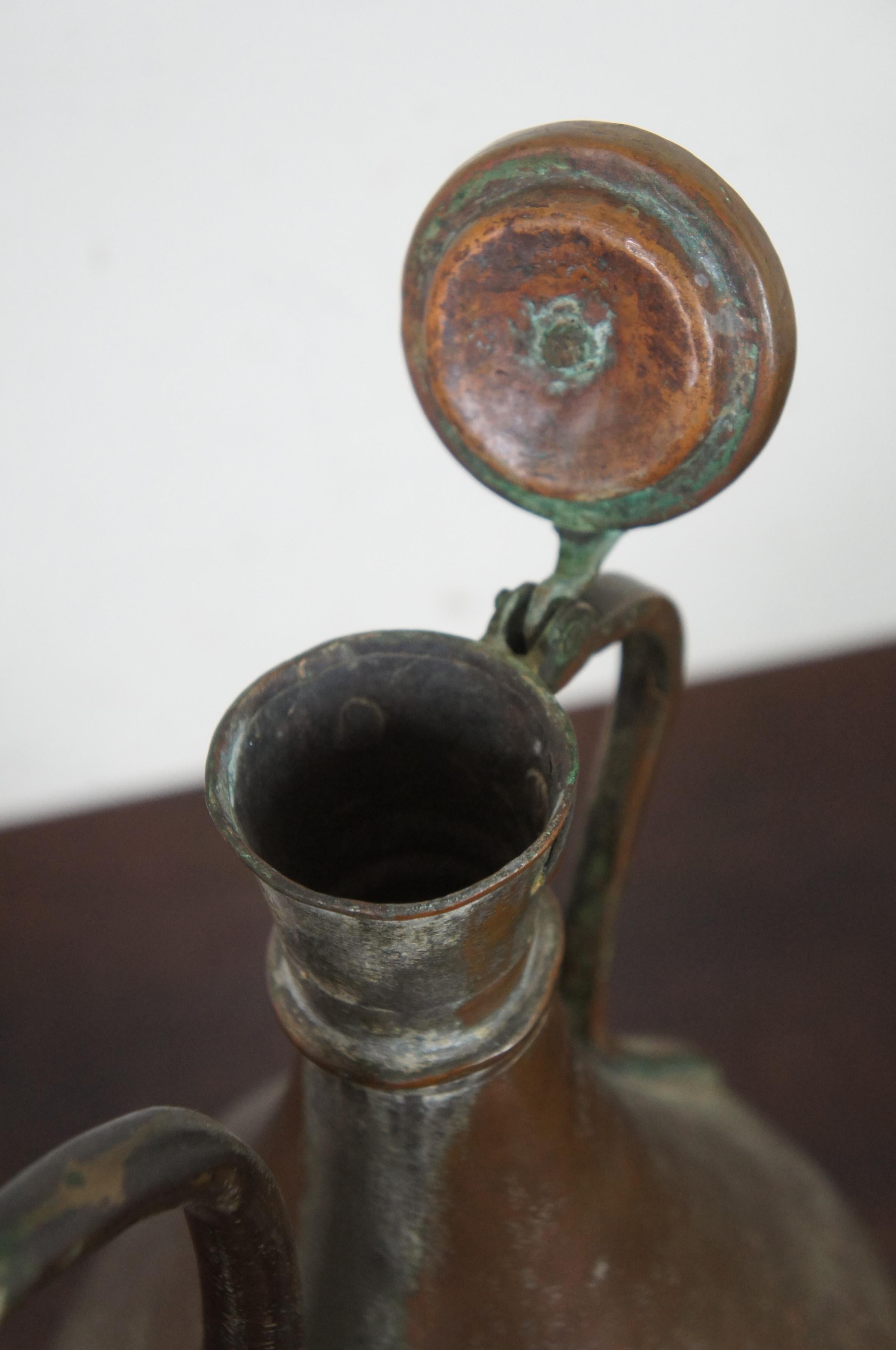 Antique Dovetailed Copper Turkish Goose Neck Pitcher Coffee Tea Pot Samovar 3